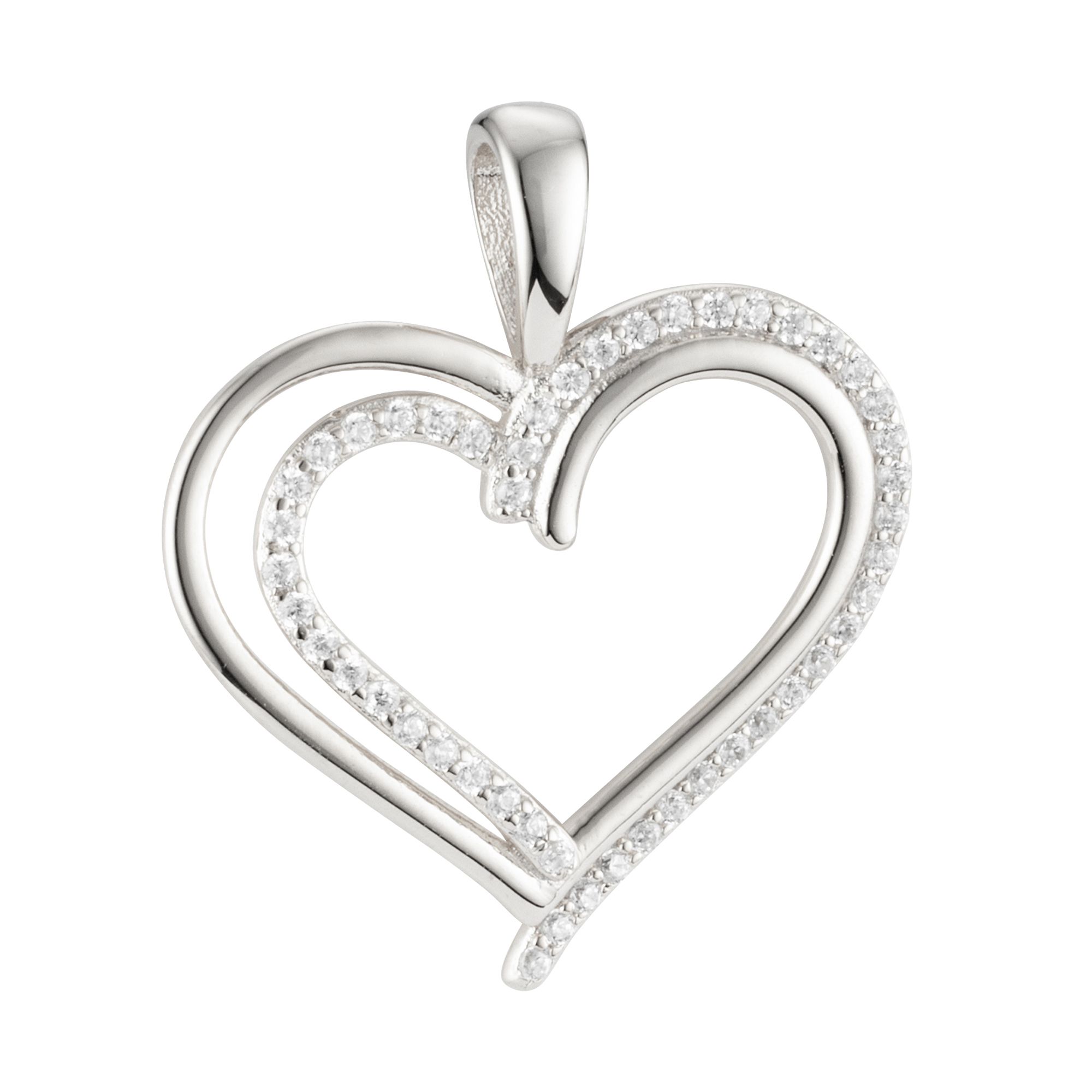DIAMONIQUE® Herz-Anhänger = 0,24ct Brillantschliff Silber 925