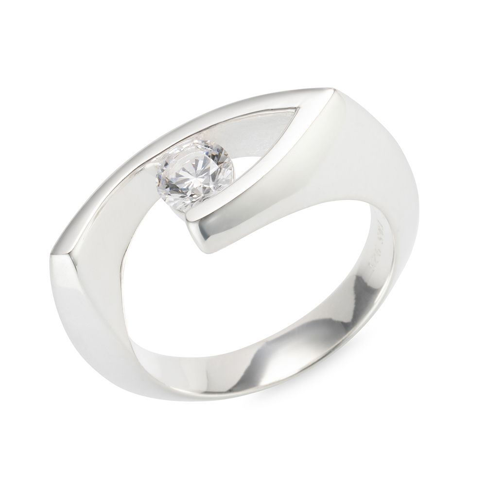 THOMAS & SOHN Lab Grown Brillant ca. 0,50ct Solitär-Ring Silber Palladio