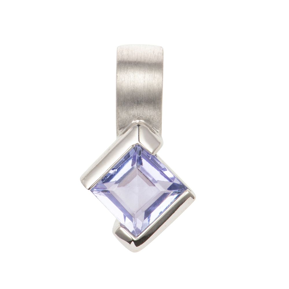 PLATINITY Anhänger 1 Tansanit ca. 0,25ct Prinzessschliff Platin 950
