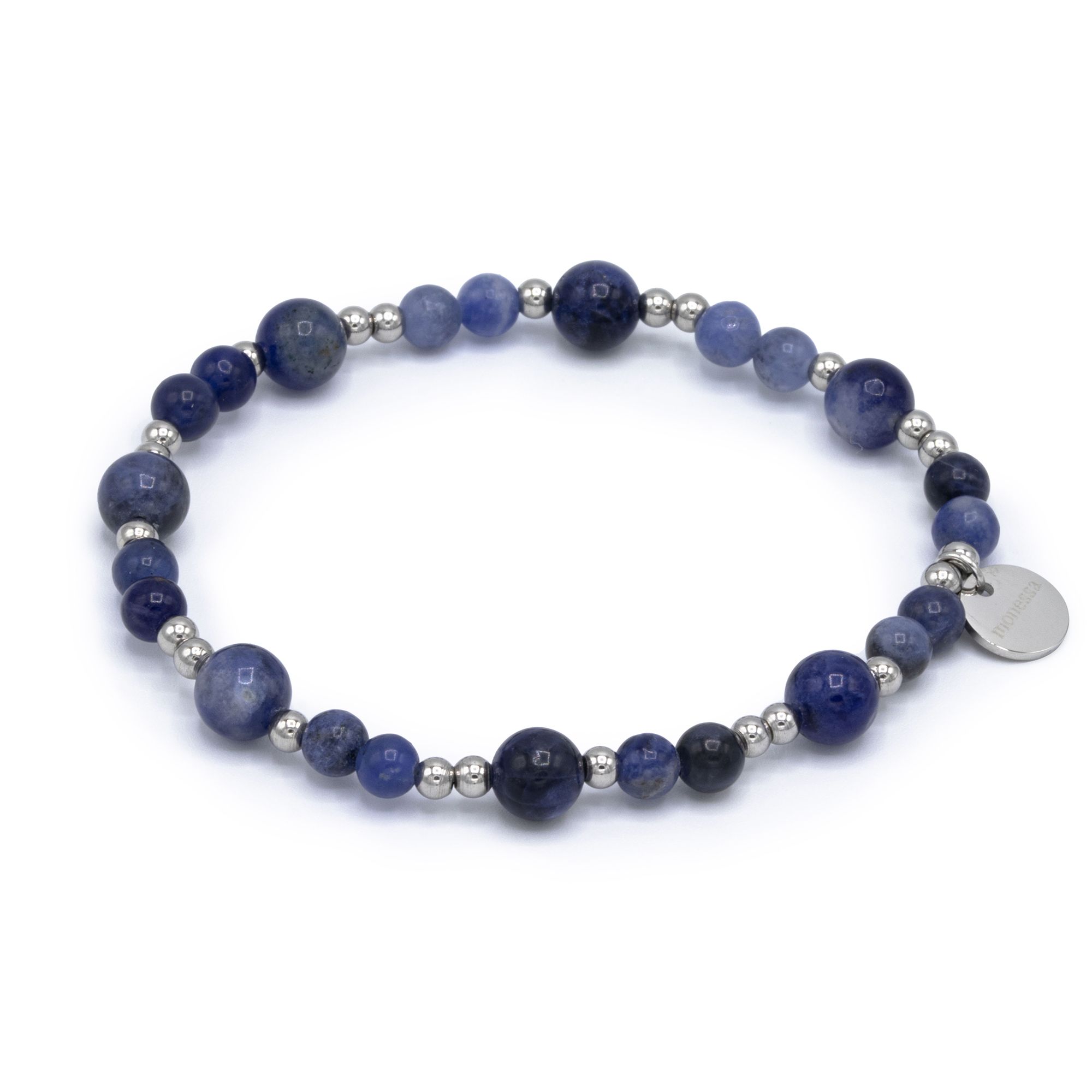 MONESSA Armband Edelsteine flexibel Edelstahl