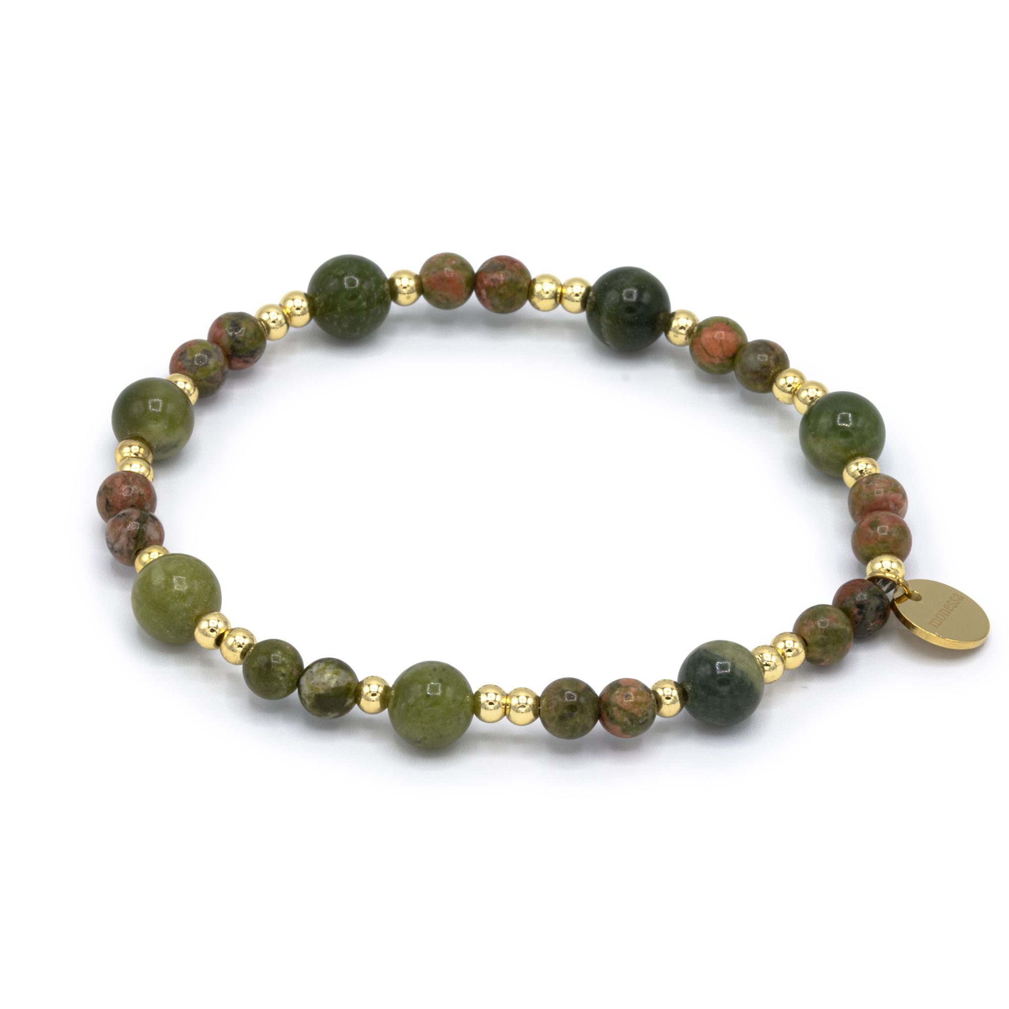 MONESSA Armband Edelsteine flexibel Edelstahl