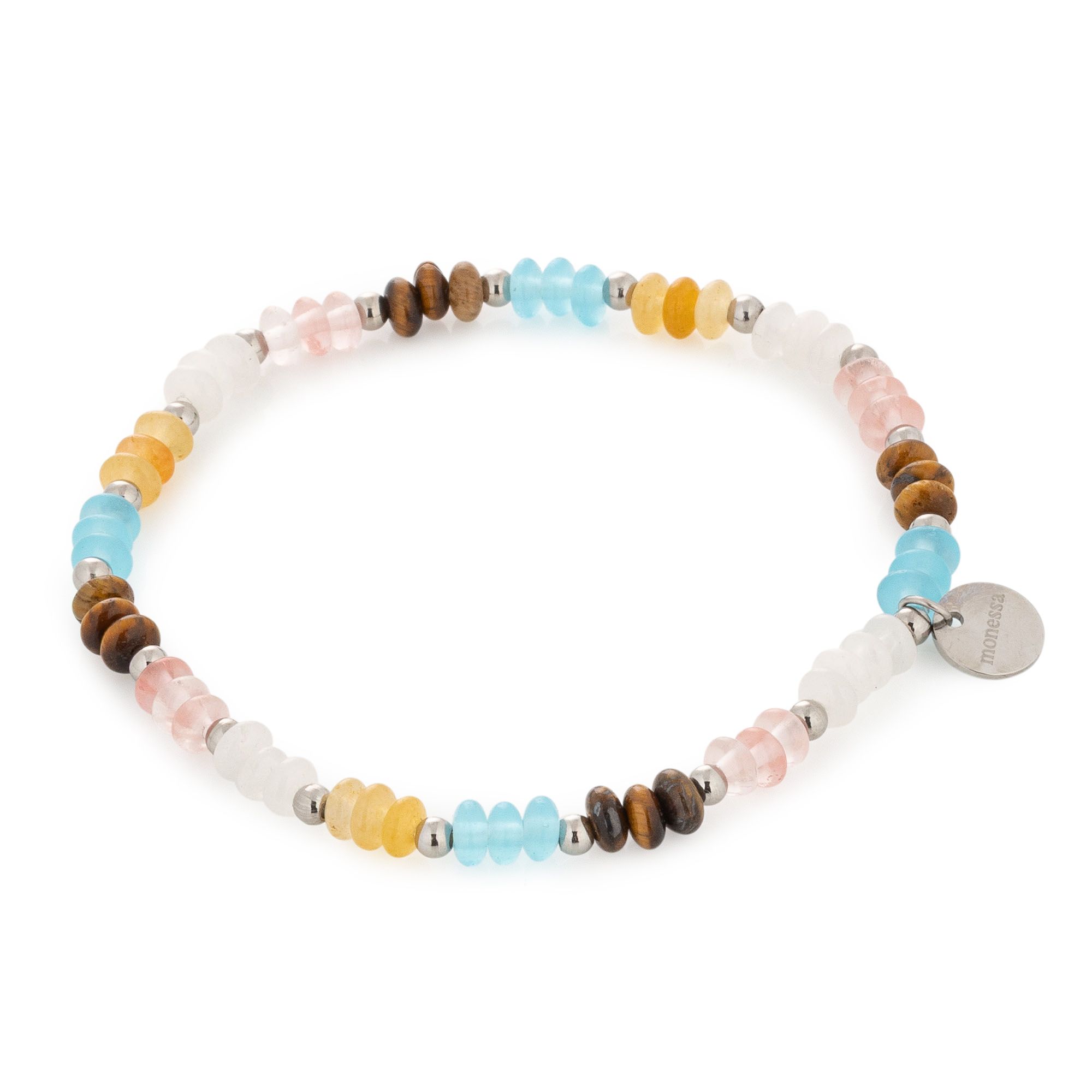MONESSA Armband Edelsteine flexibel Edelstahl