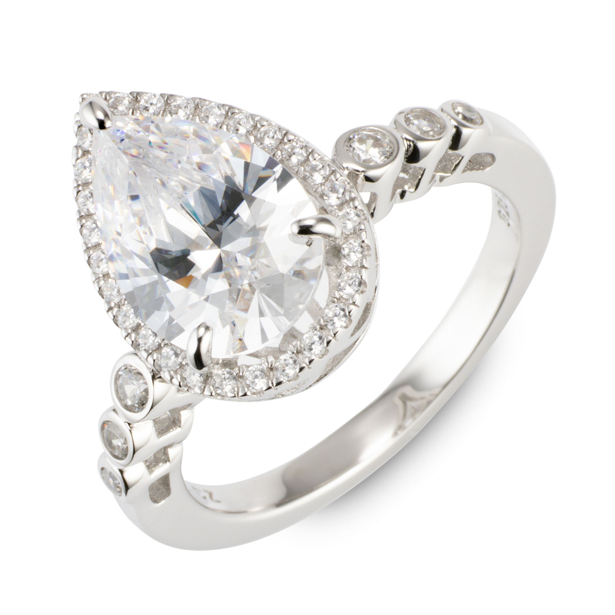 DIAMONIQUE® Ring = 3,26ct Schliffmix Silber rhodiniert