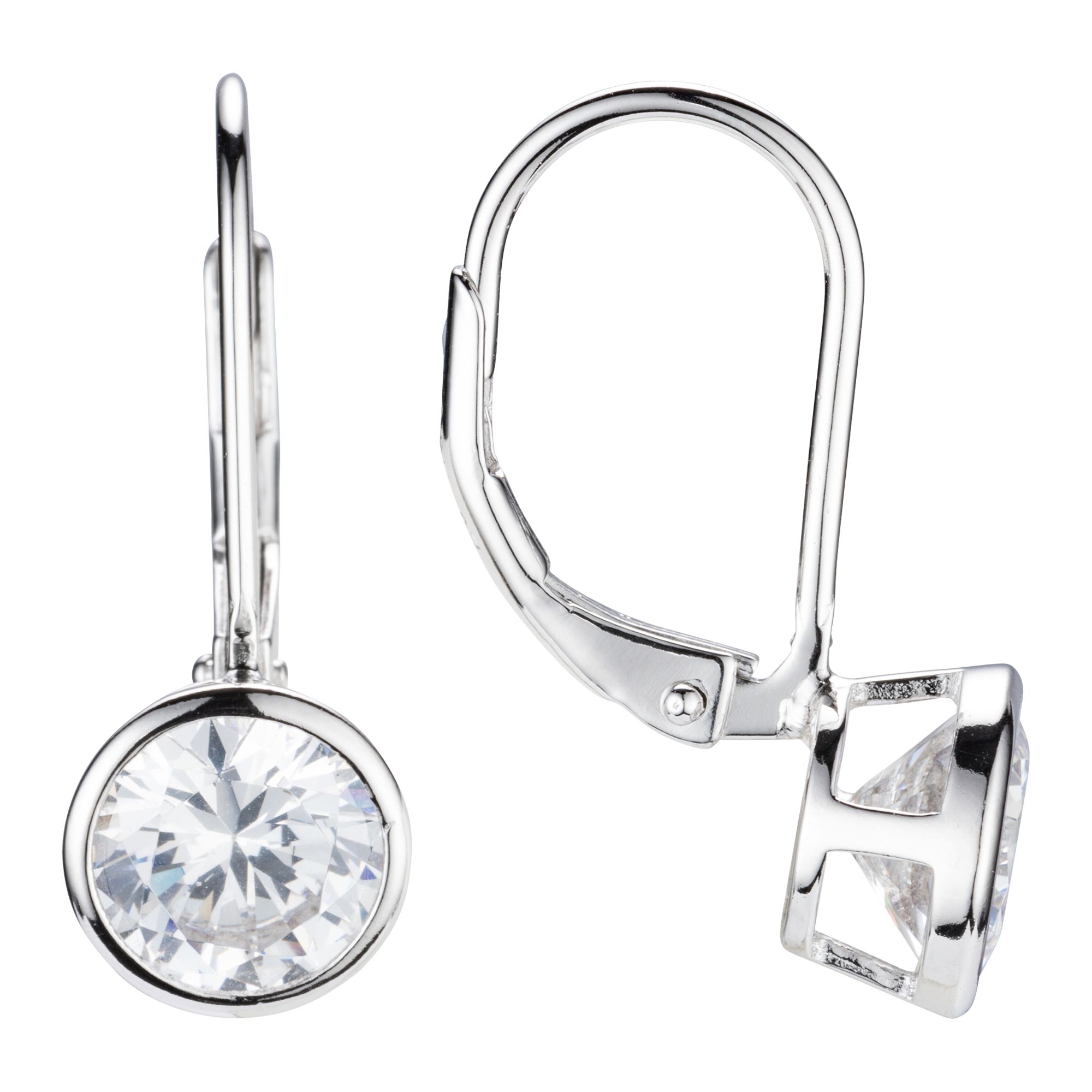 DIAMONIQUE® Solitär - Ohrbouton = 3,00ct Brillantschliff Silber rhodiniert