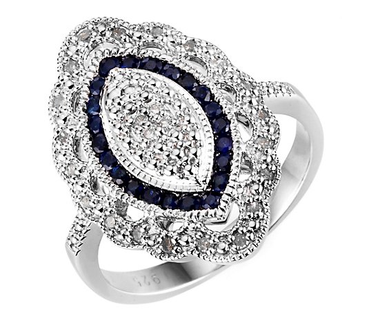 Damen Art Deco Halo Design 925 Sterling Silber Weiß Saphir & Rubin Ringe 