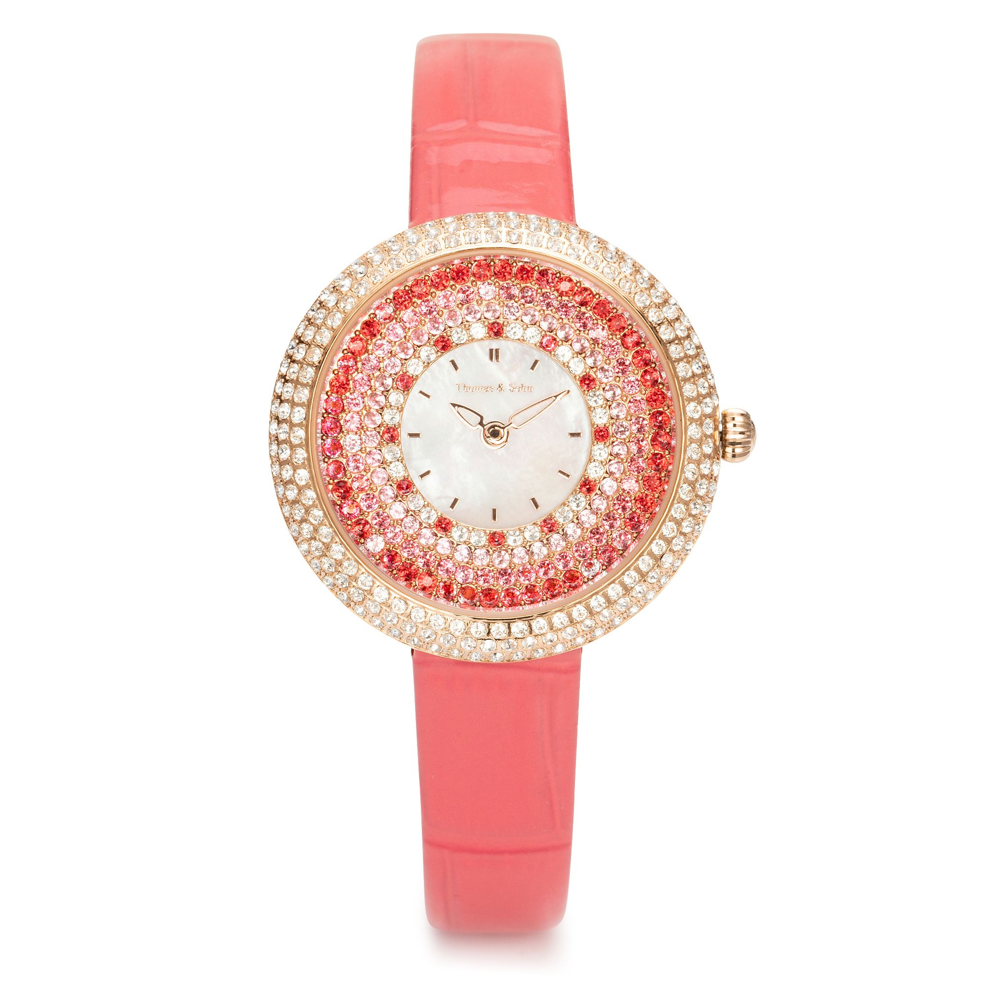 THOMAS & SOHN Edelsteine ca.3,59ct Damenuhr Quarzwerk Lederband