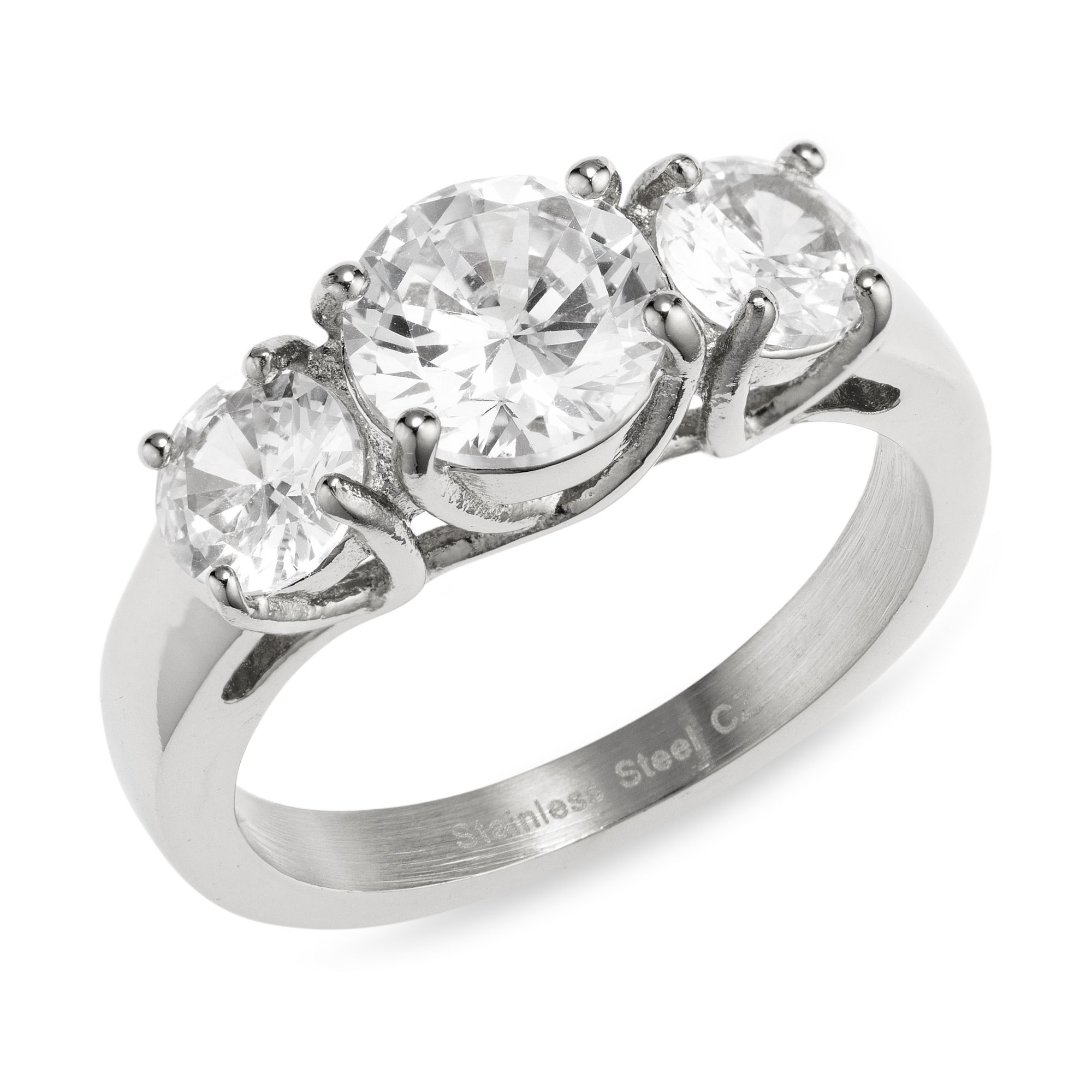 DIAMONIQUE® Trilogie-Ring = 2,50ct Brillantschliff Edelstahl