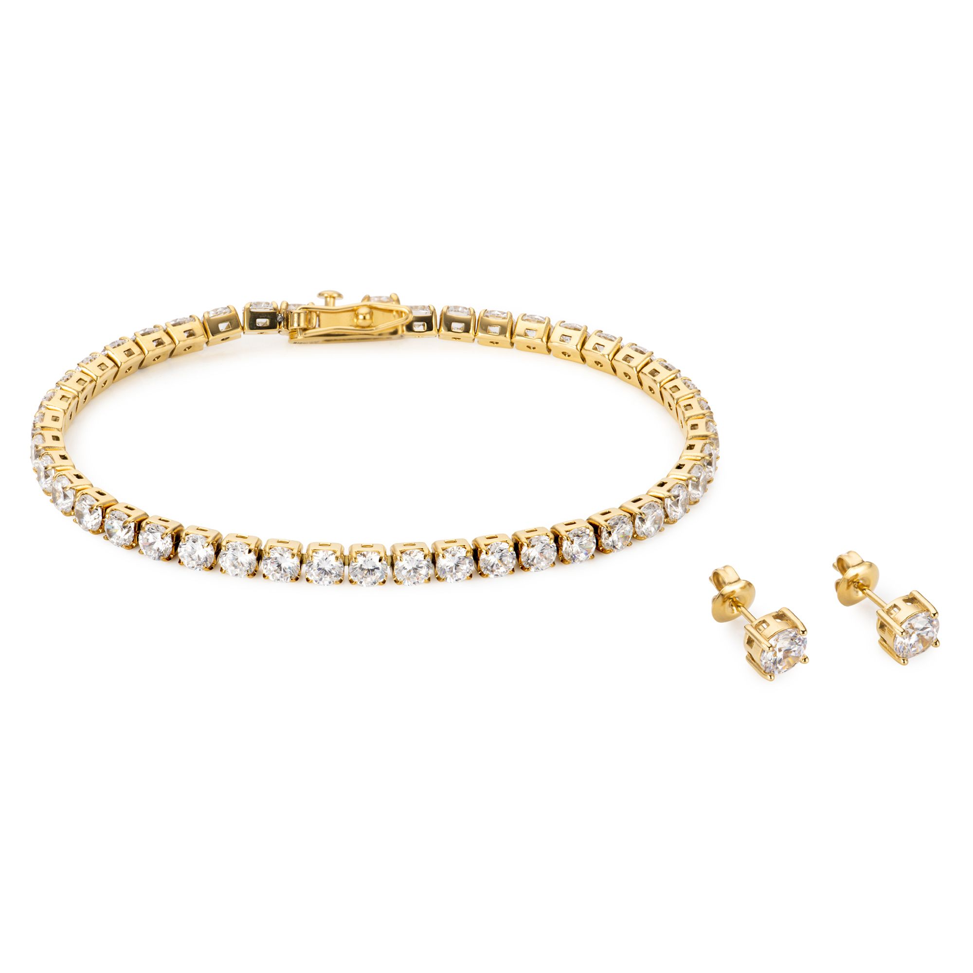 DIAMONIQUE® 2tlg. Schmuckset Armband & Ohrstecker mind. = 11,50ct Edelstahl