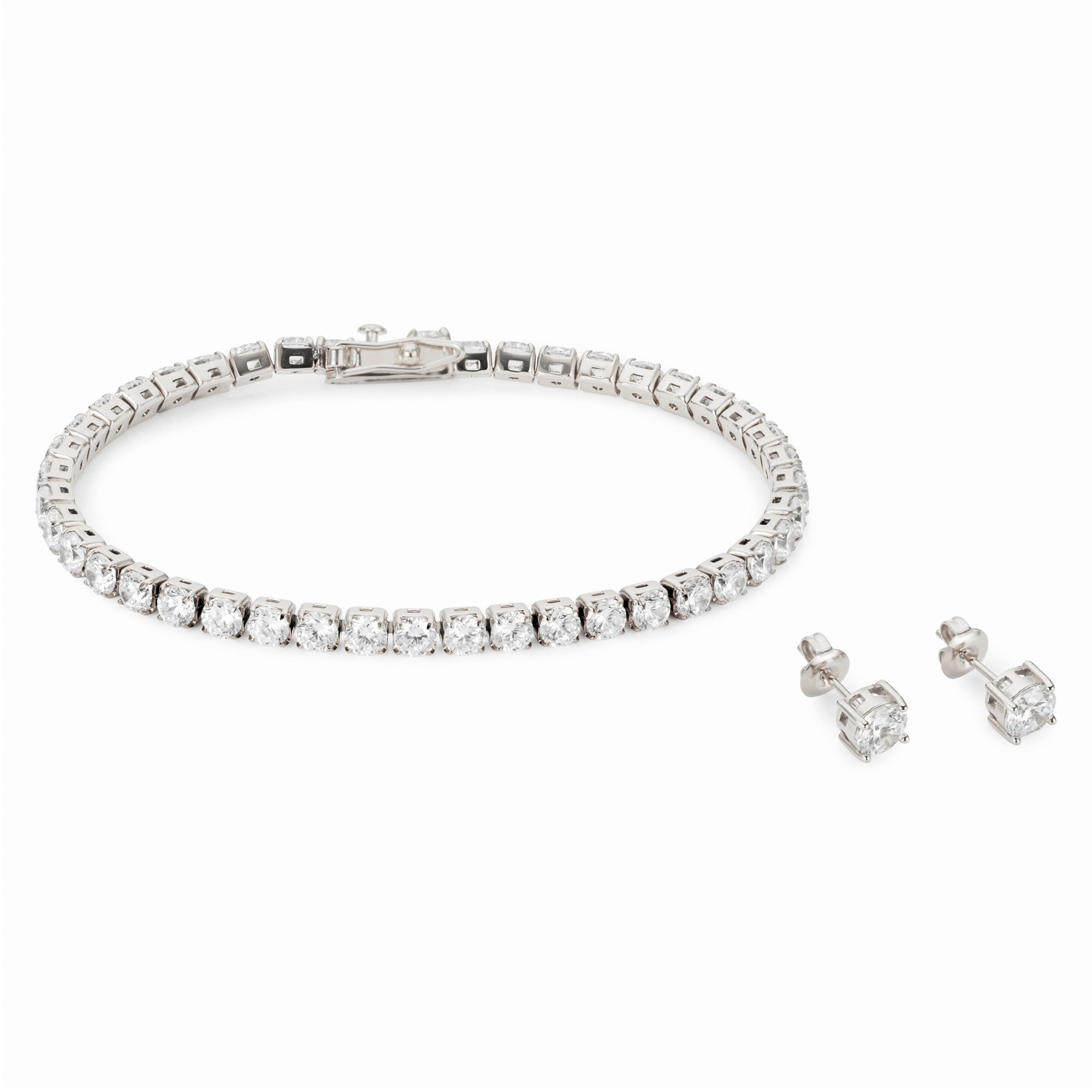 DIAMONIQUE® 2tlg. Schmuckset Armband & Ohrstecker mind. = 11,50ct Edelstahl