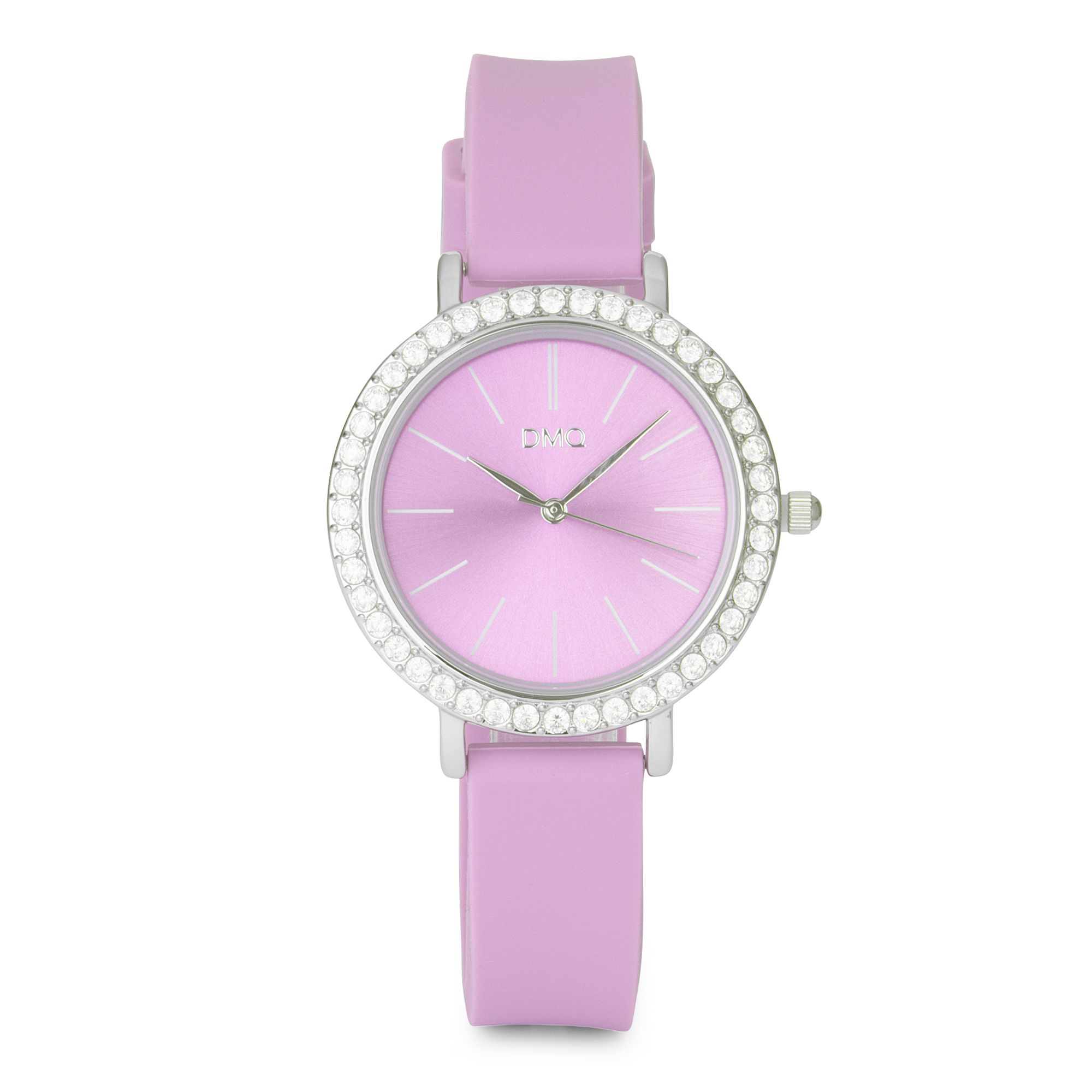 DIAMONIQUE® Damenuhr Quarzwerk = 0,90ct Silikonband