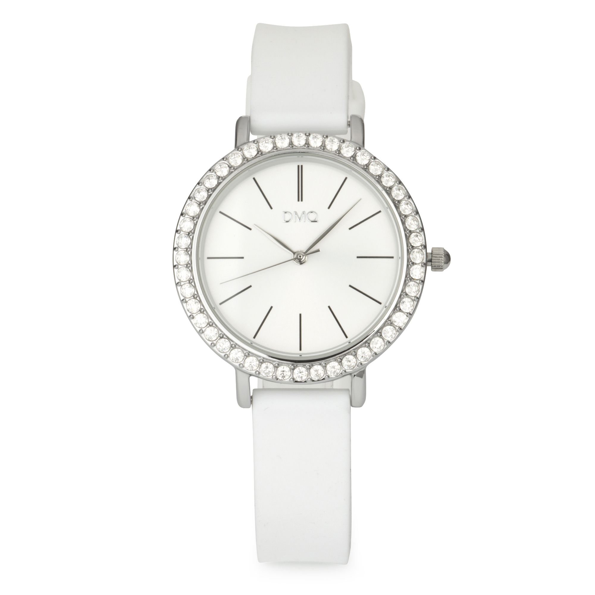 DIAMONIQUE® Damenuhr Quarzwerk = 0,90ct Silikonband