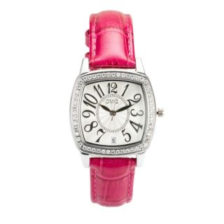 DIAMONIQUE® Damenuhr Quarzwerk = 0,52ct Lederband
