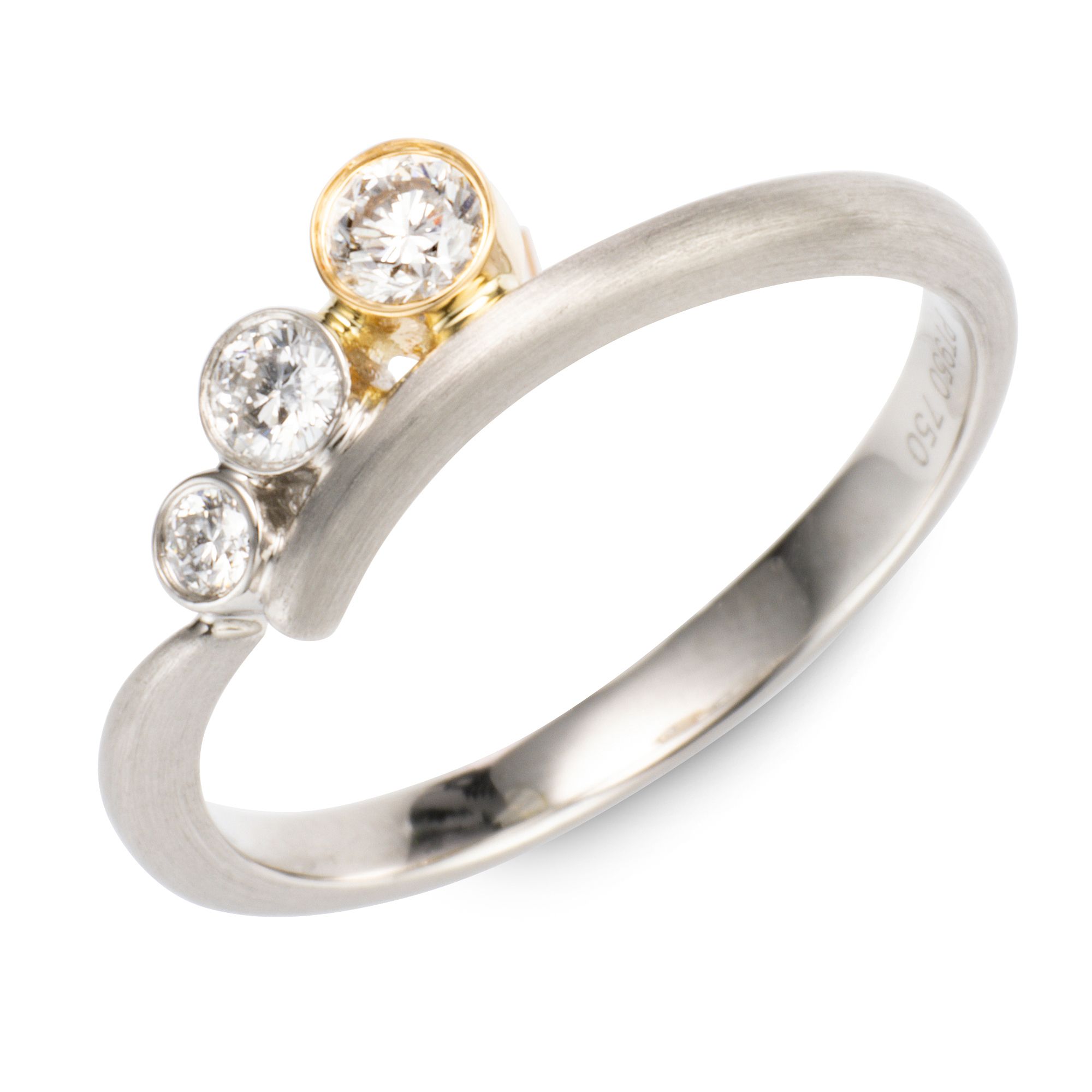PLATINITY Ring 3 Brillanten zus. ca. 0,22ct Platin 950/Gold 750