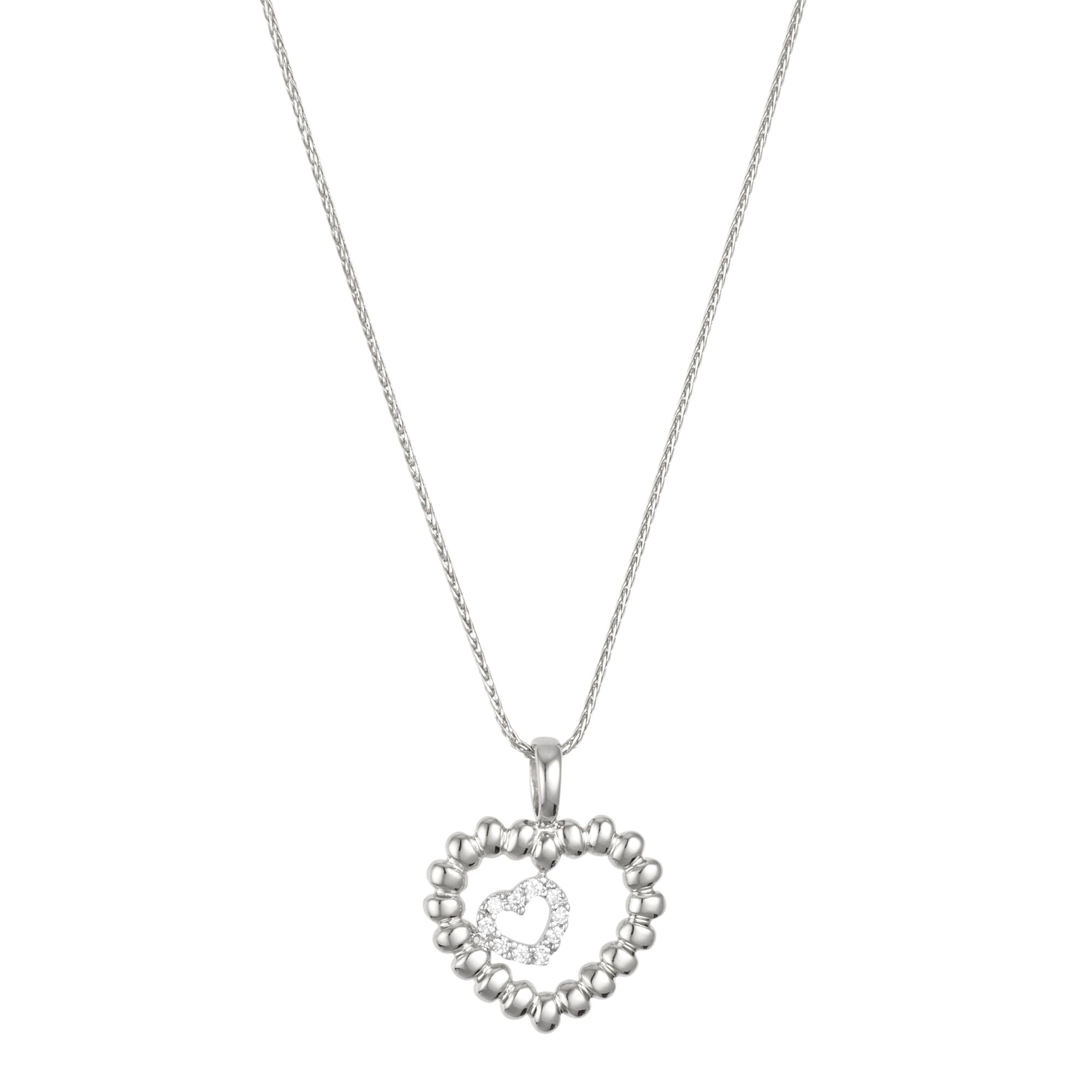 DIAMOUR Herz-Anhänger mit Kette 10 Brillanten 0,05ct Gold 375