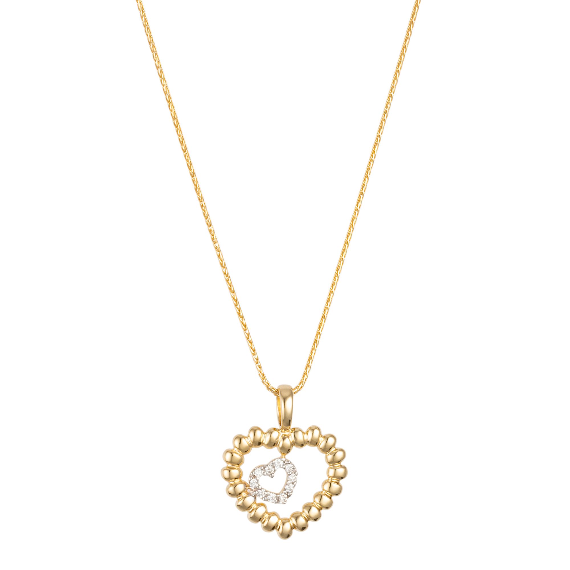 DIAMOUR Herz-Anhänger mit Kette 10 Brillanten 0,05ct Gold 375