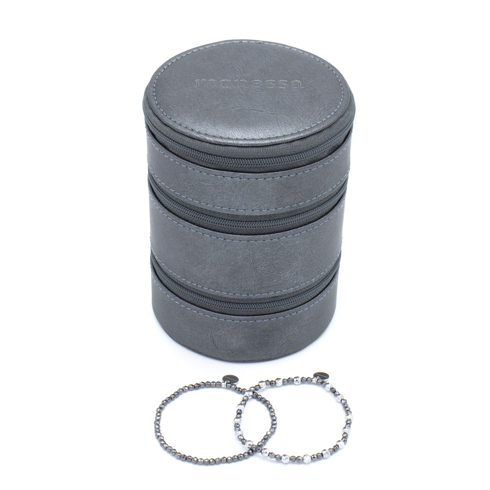 MONESSA Armband mit Reiseetui Edelsteine flexibel Edelstahl