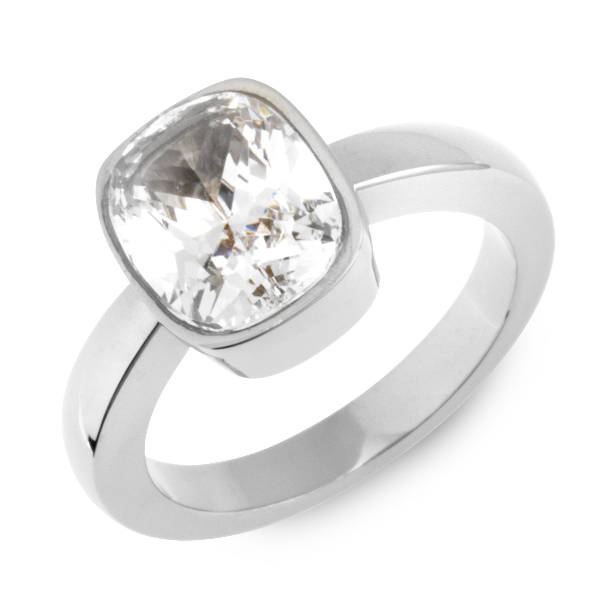 DIAMONIQUE® Ring ca. = 4,00ct Kissenschliff Edelstahl