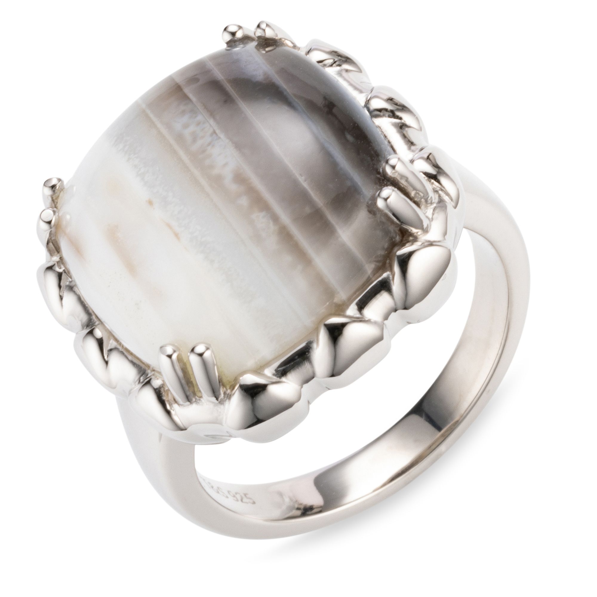 THOMAS & SOHN Botswana Chalcedon Ring Kissenschliff Silber 925