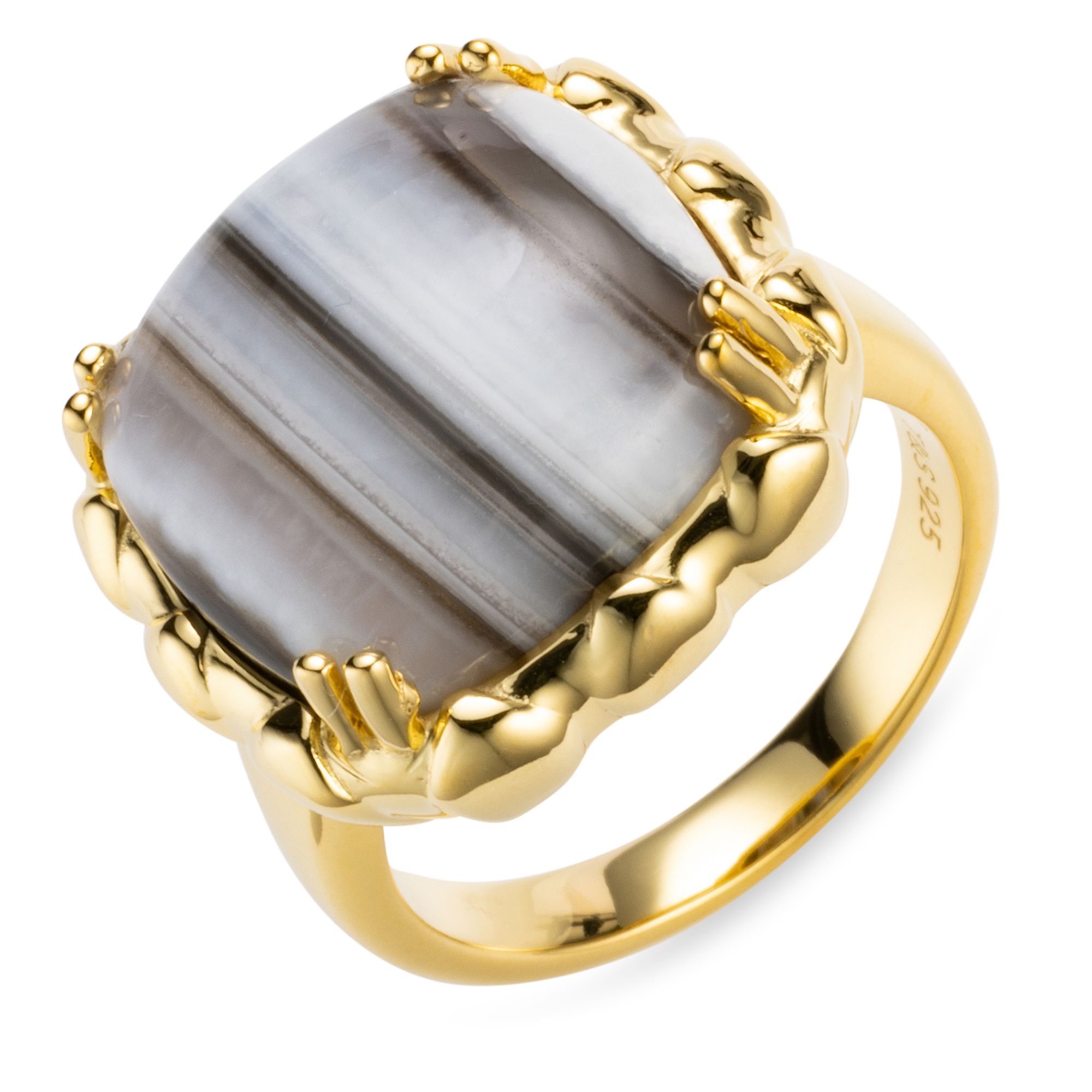 THOMAS & SOHN Botswana Chalcedon Ring Kissenschliff Silber 925