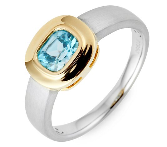 PLATINITY Ring 1 blauer Zirkon ca. 1,10ct Platin 950/Gold 750