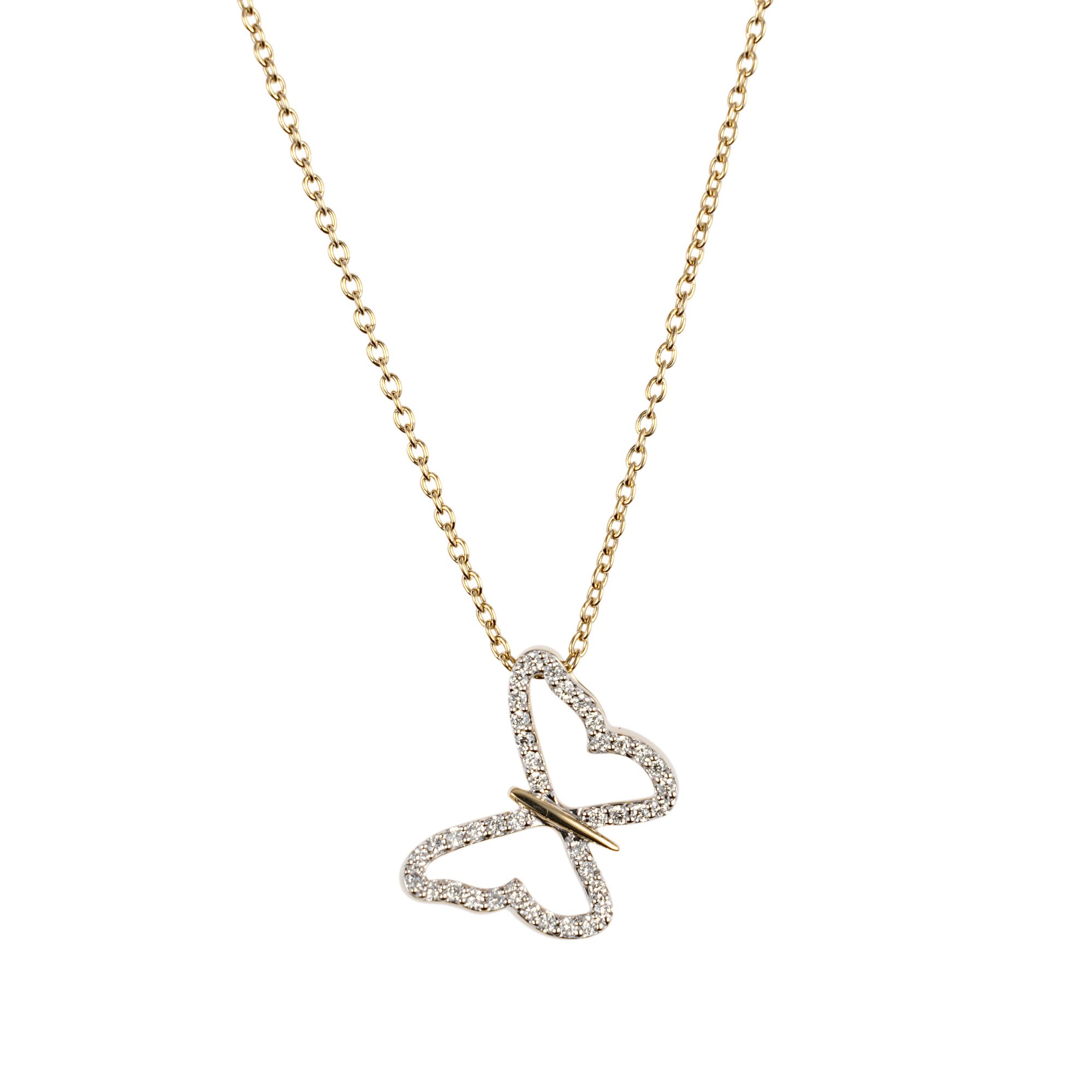  DIAMOUR Schmetterling-Collier 40 Brillanten zus. ca. 0,20ct Silber 925