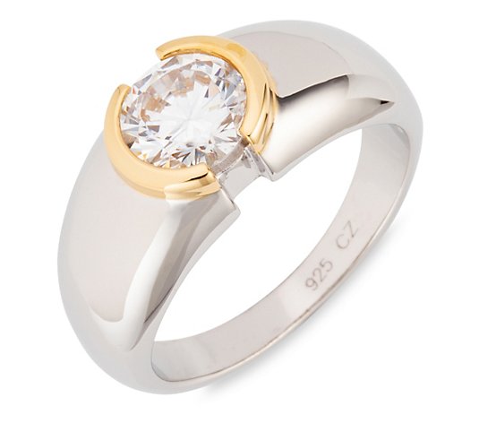 DIAMONIQUE® Ring = 1,50ct Brillantschliff Silber bicolor
