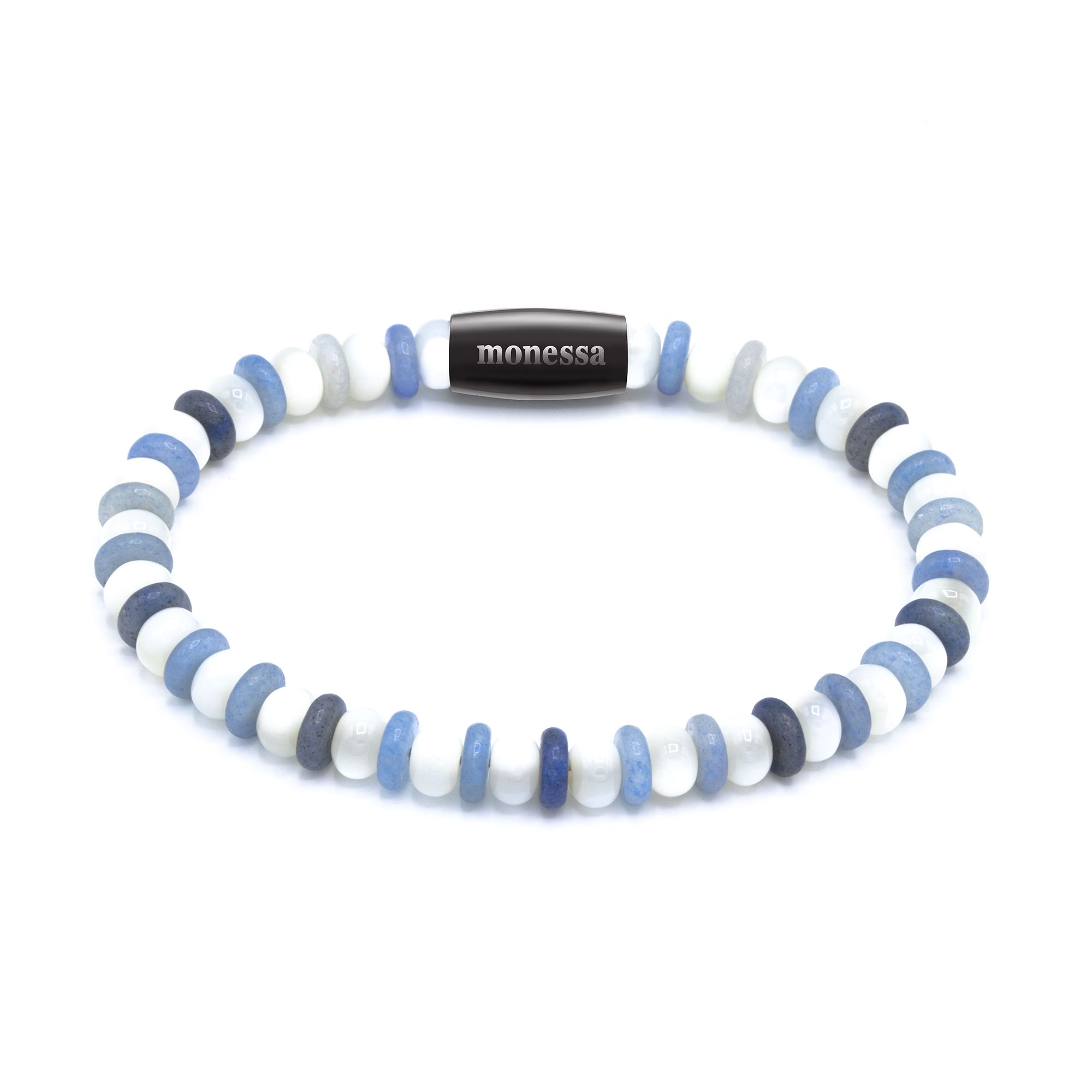 MONESSA Armband Edelsteine 2-farbig Edelstahl