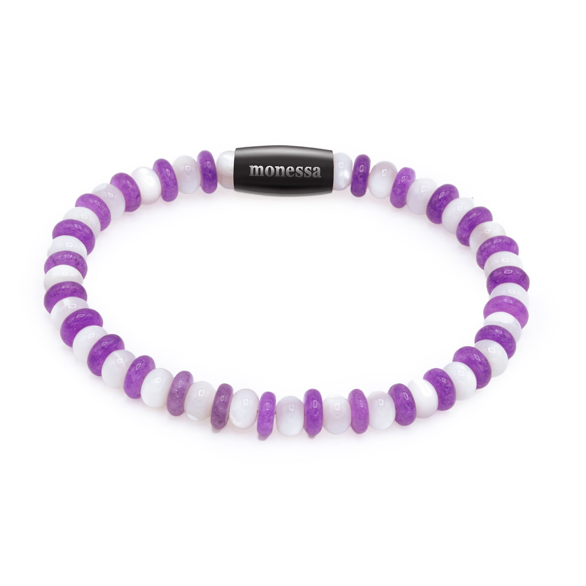 MONESSA Armband Edelsteine 2-farbig Edelstahl