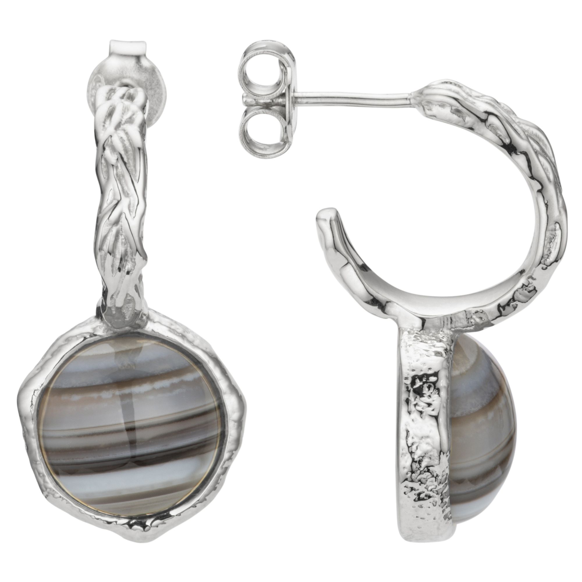 THOMAS & SOHN Botswana Chalcedon Ohrhänger Cabochon Silber 925