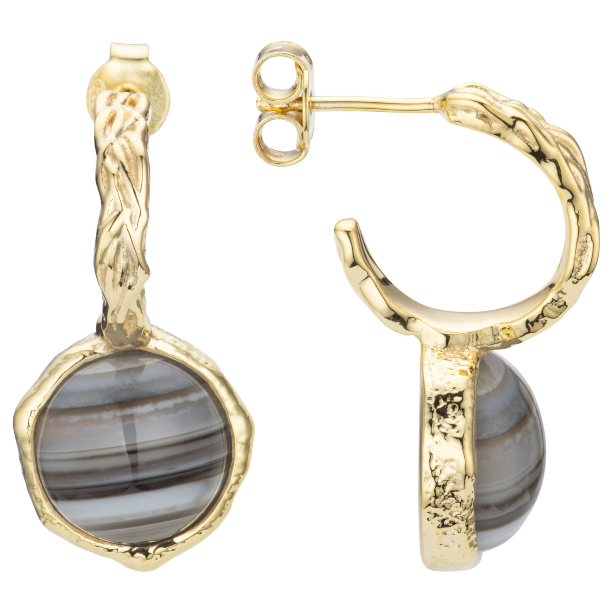 THOMAS & SOHN Botswana Chalcedon Ohrhänger Cabochon Silber 925