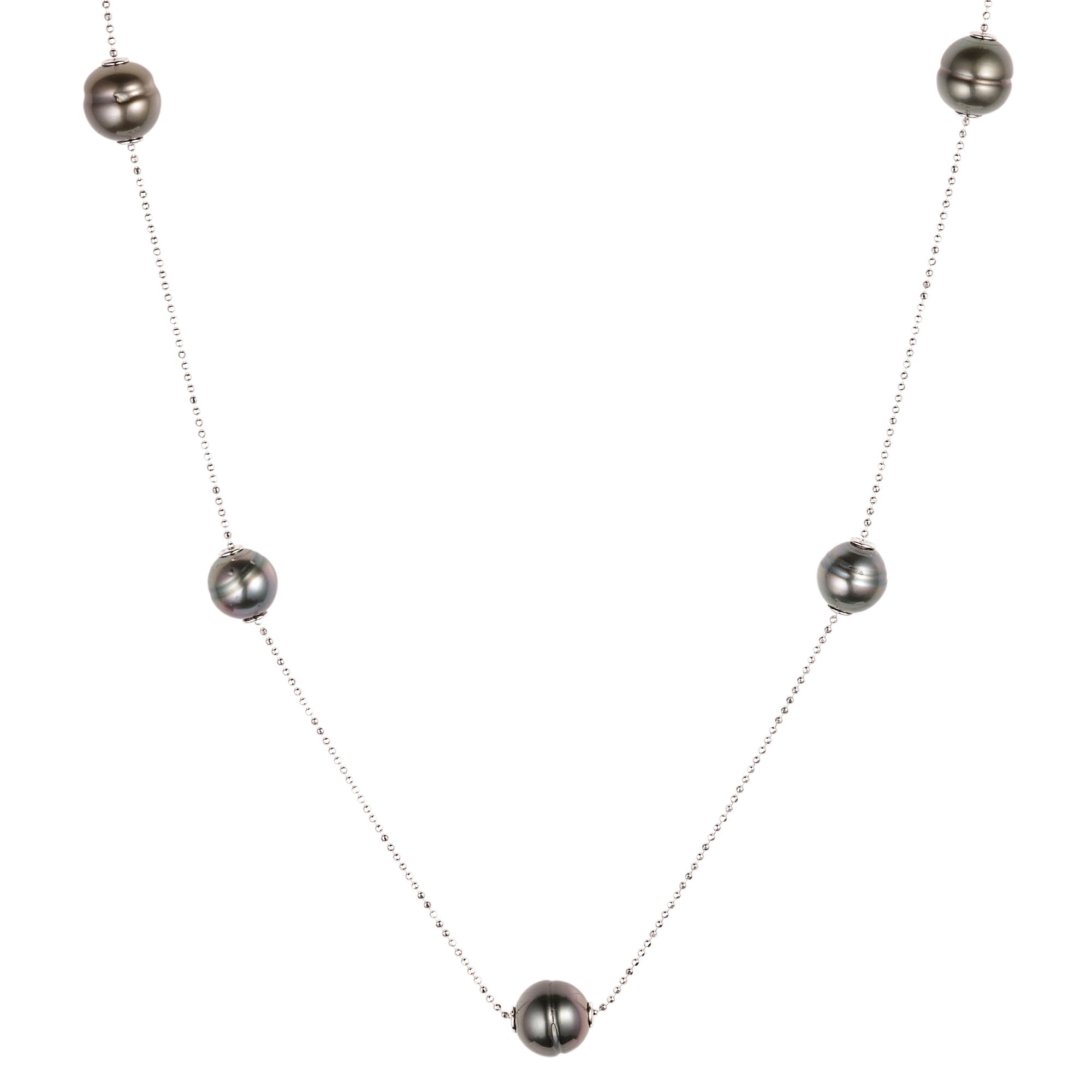 PERLEA Collier Tahitizuchtperlen 8-10mm Silber rhodiniert