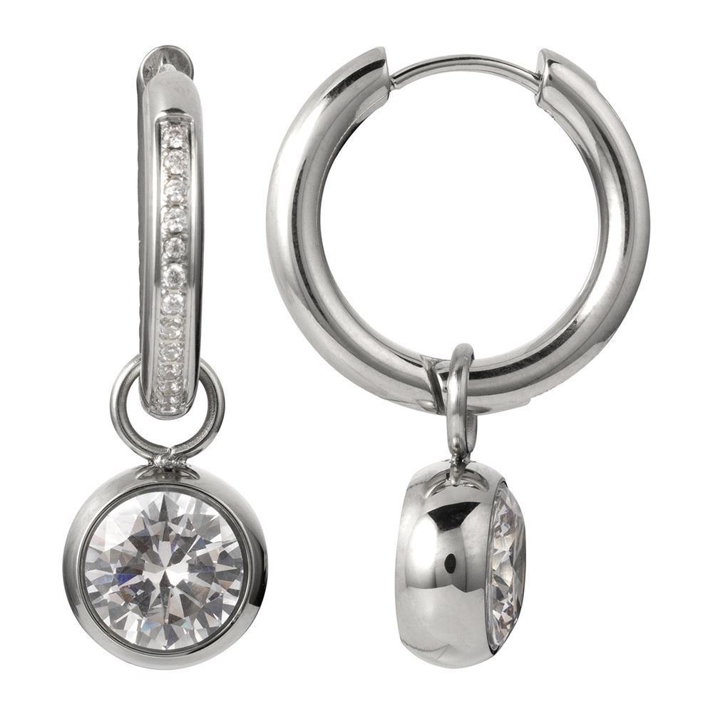 DIAMONIQUE® Creolen = 4,26ct Brillantschliff Edelstahl