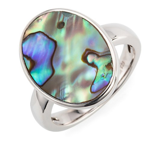 ROYELLE Abalone Ring oval Silber rhodiniert