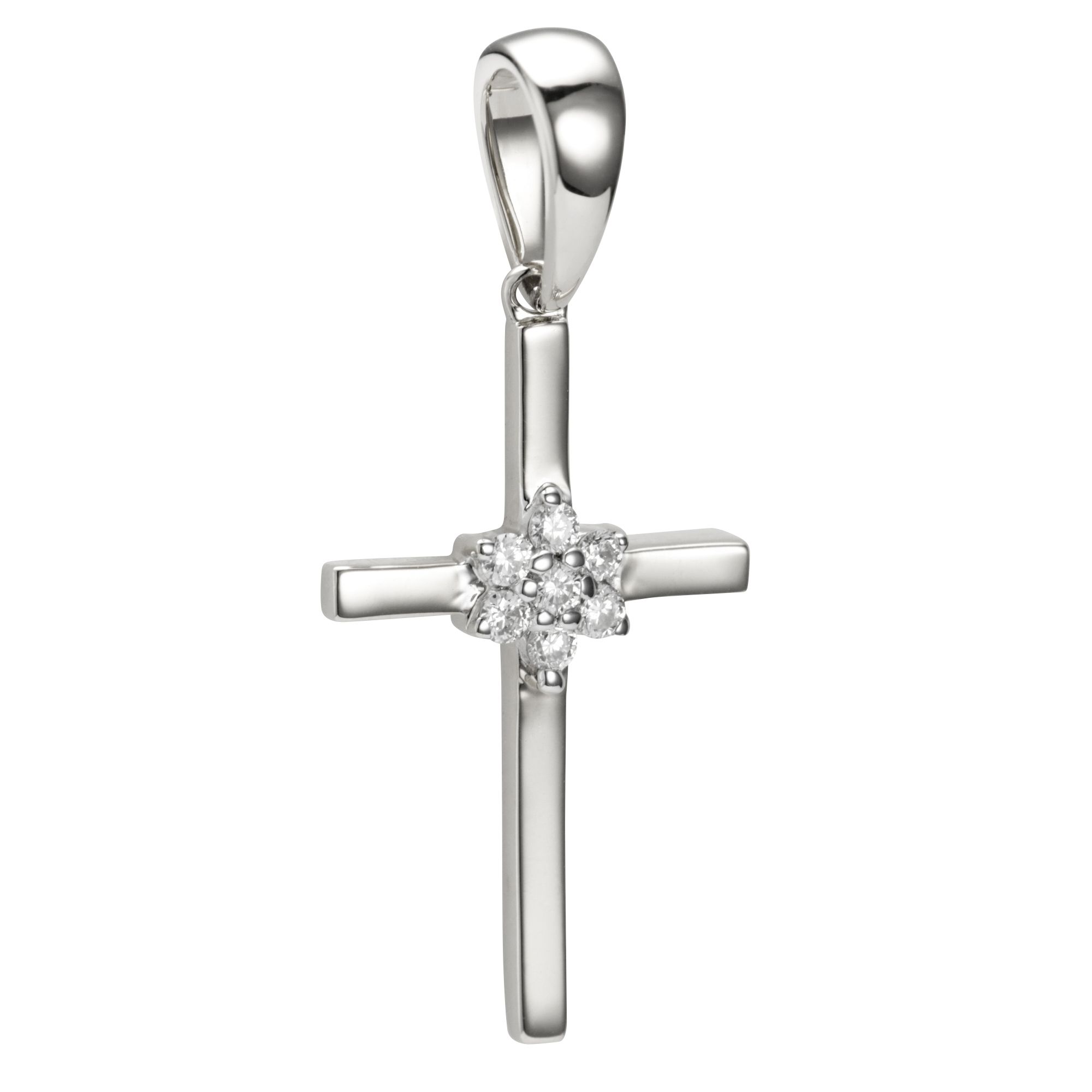 CANADIAN DIAMONDS Kreuz-Anhänger 7 Brillanten zus. ca. 0,07ct Gold 585