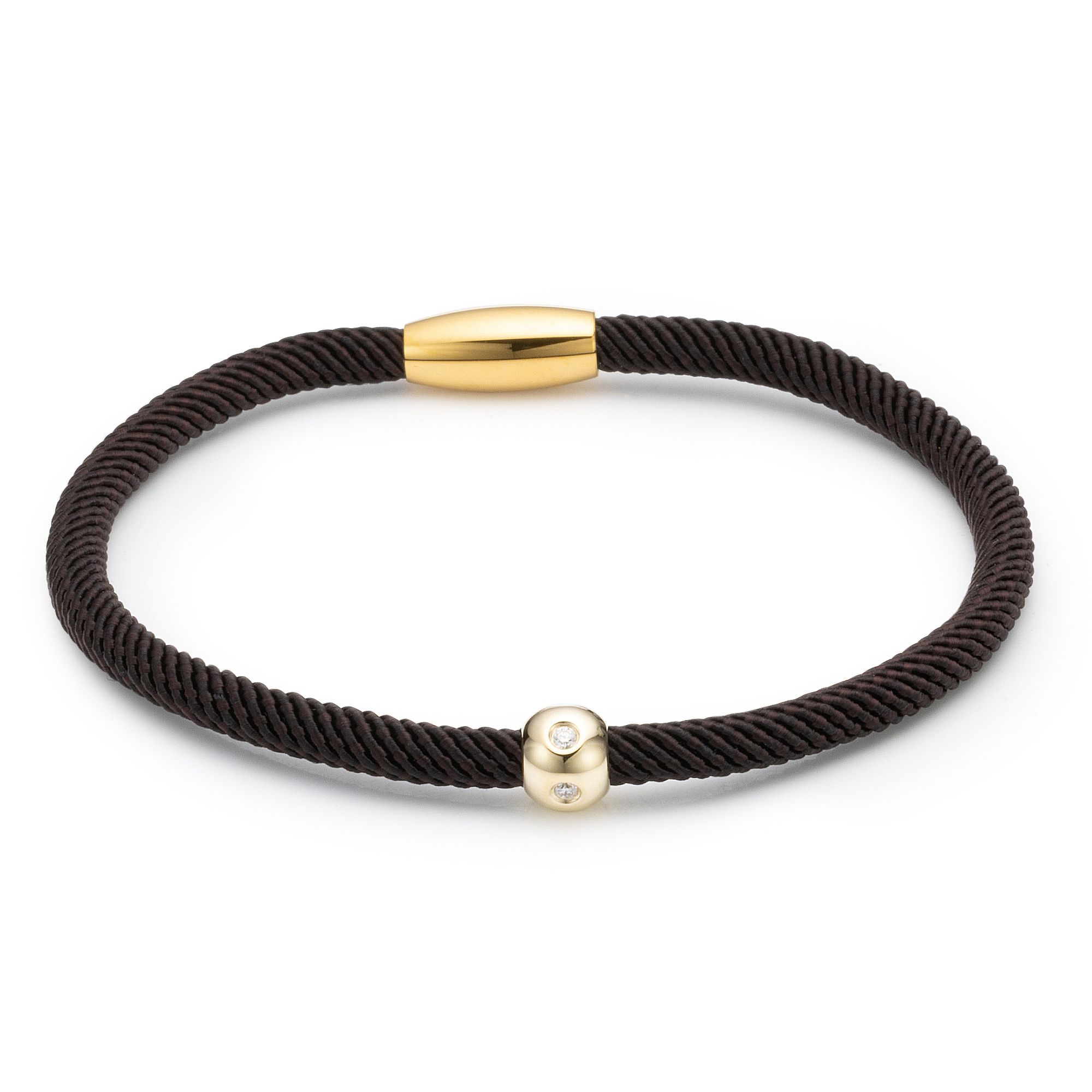 DIAMOUR Kugel-Anhänger 5 Brillanten 0,10ct mit Nylonarmband Gold 375