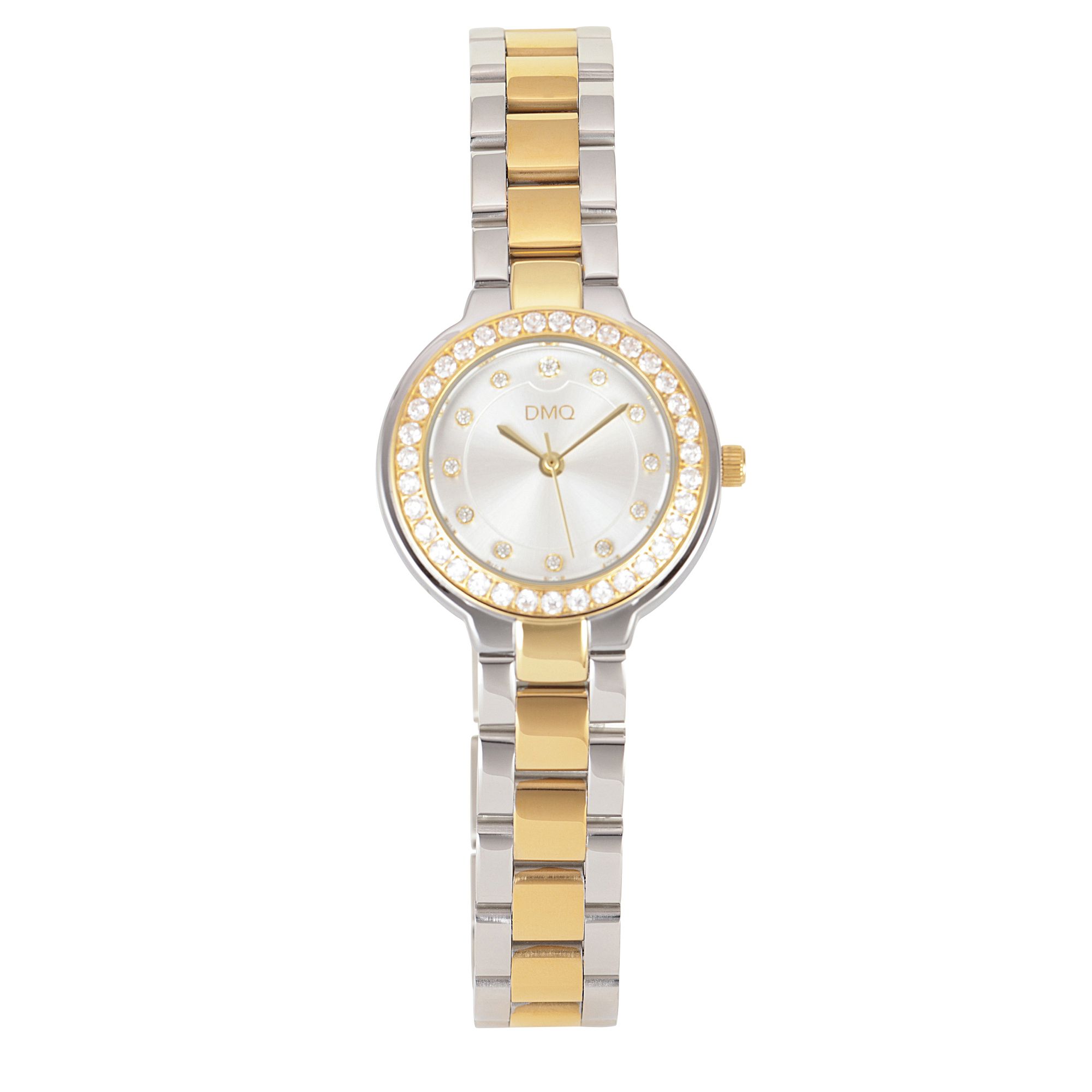 DIAMONIQUE® Damenuhr = 0,76ct Quarzwerk Metallband