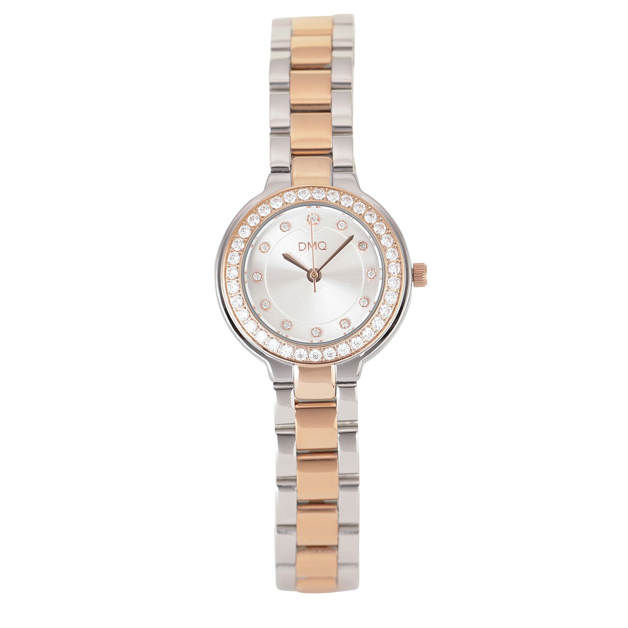 DIAMONIQUE® Damenuhr = 0,76ct Quarzwerk Metallband