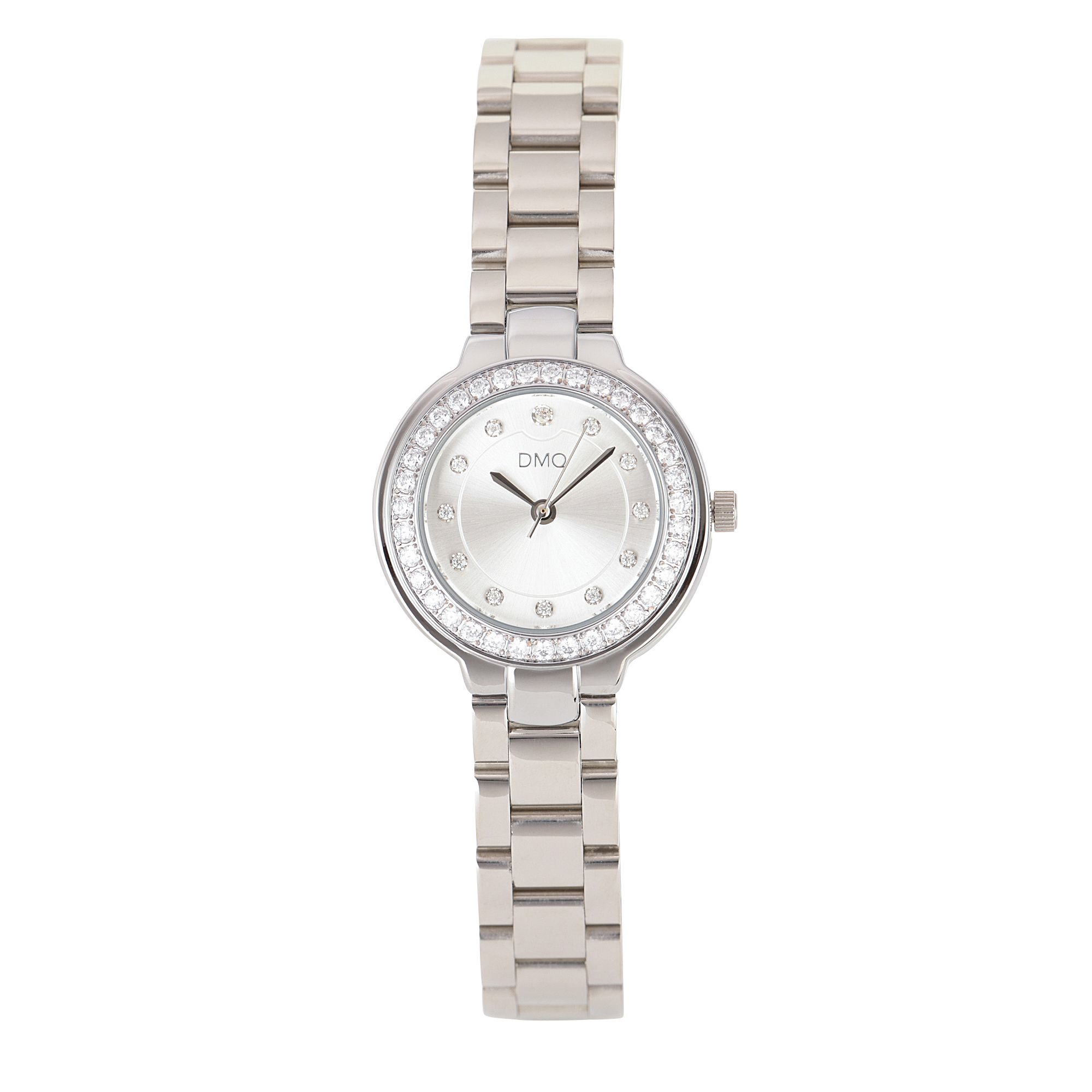 DIAMONIQUE® Damenuhr = 0,76ct Quarzwerk Metallband