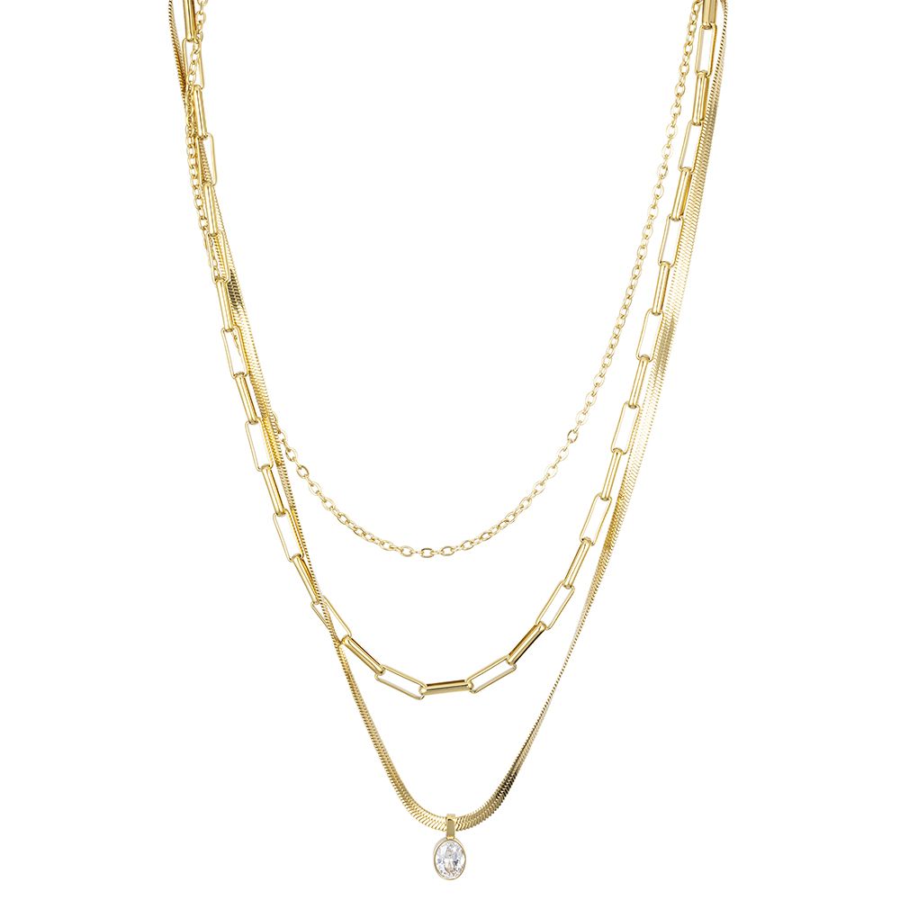 DIAMONIQUE® 3rhg. Collier = 2,00ct Schliffmix Edelstahl