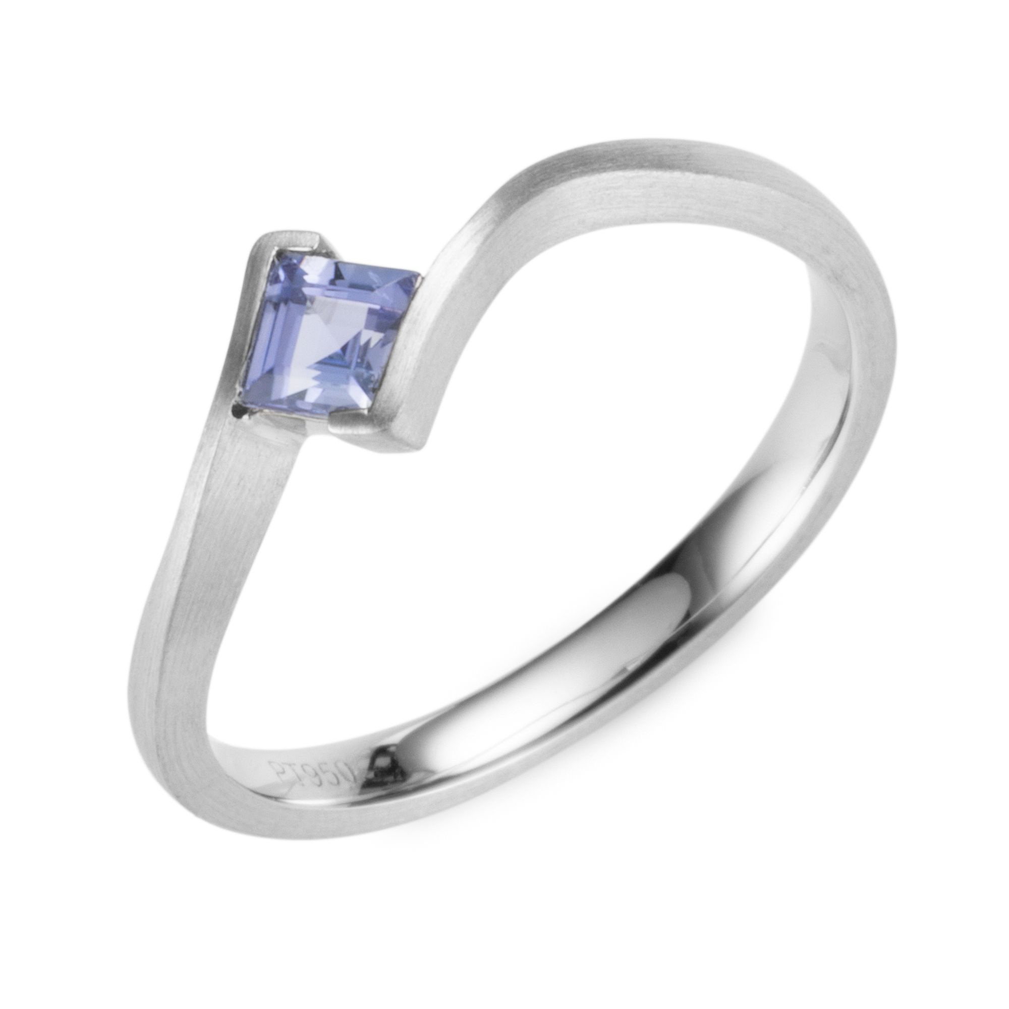 PLATINITY Solitär-Ring 1 Tansanit ca. 0,25ct Prinzess-Schliff Platin 950