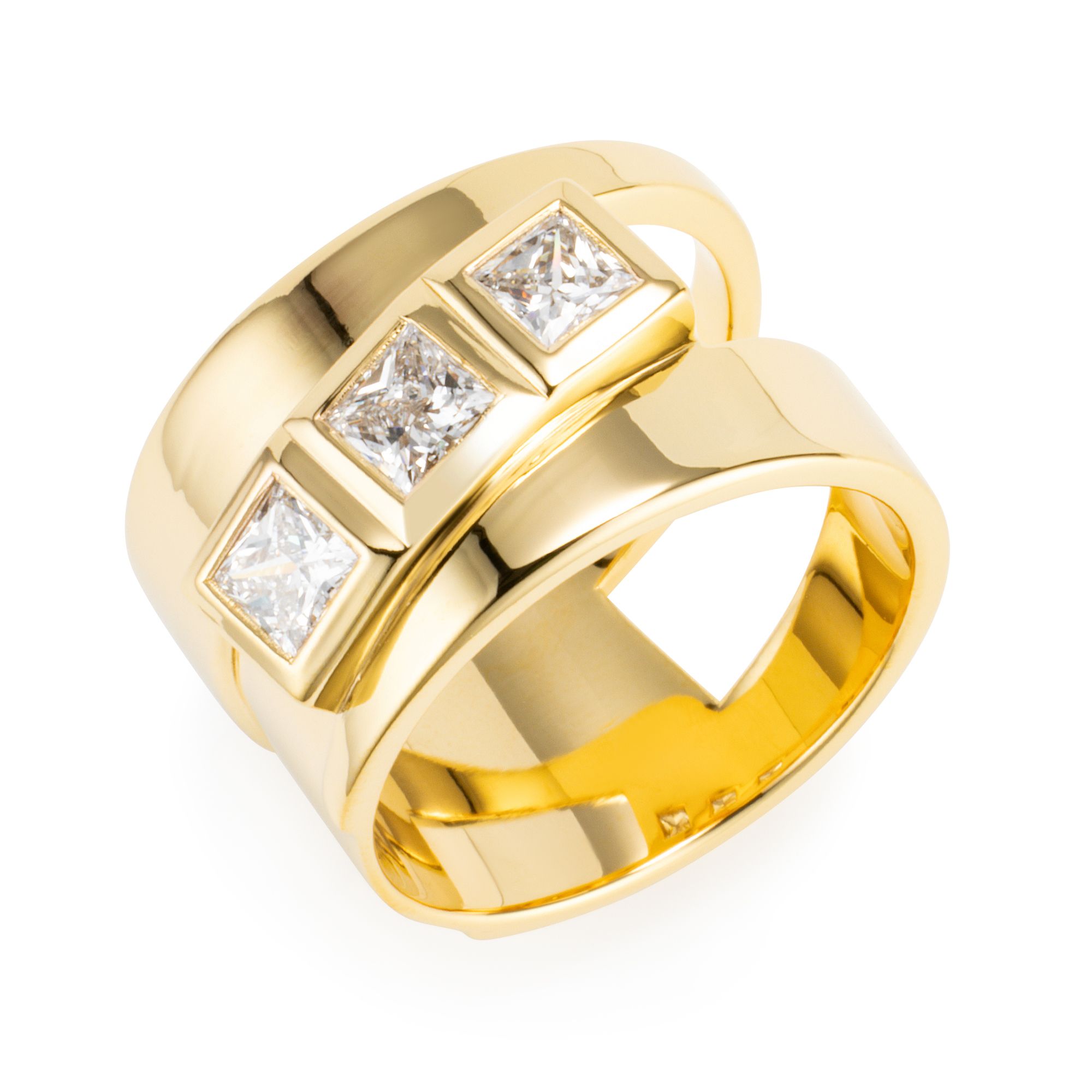 THOMAS & SOHN Lab Grown Diamanten zus. ca. 0,90ct Ring Palladio vergoldet