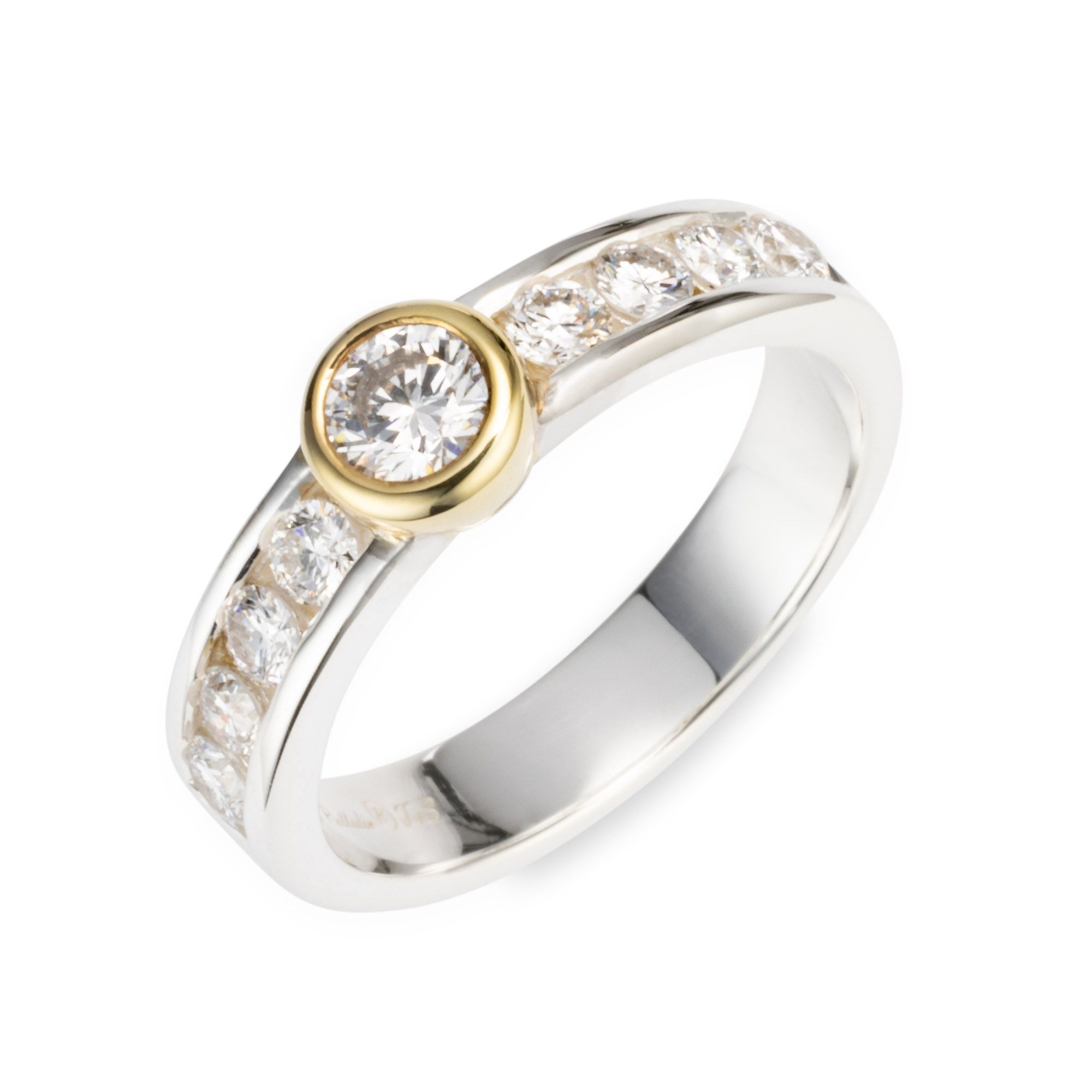 THOMAS & SOHN Lab Grown Brillanten ca.0,75ct Rivière - Ring Silber Palladio