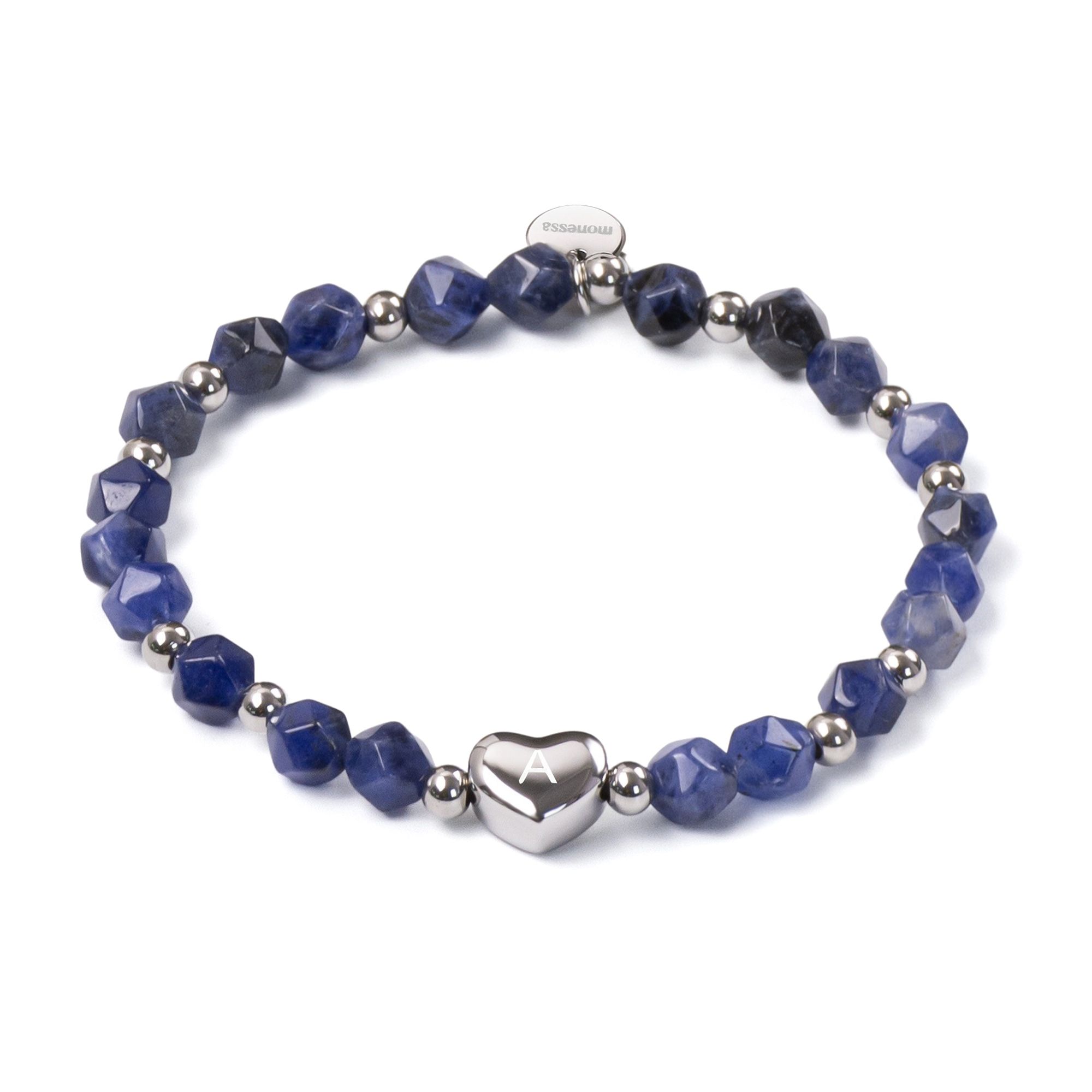 MONESSA Buchstaben-Armband Edelsteine flexibel Edelstahl