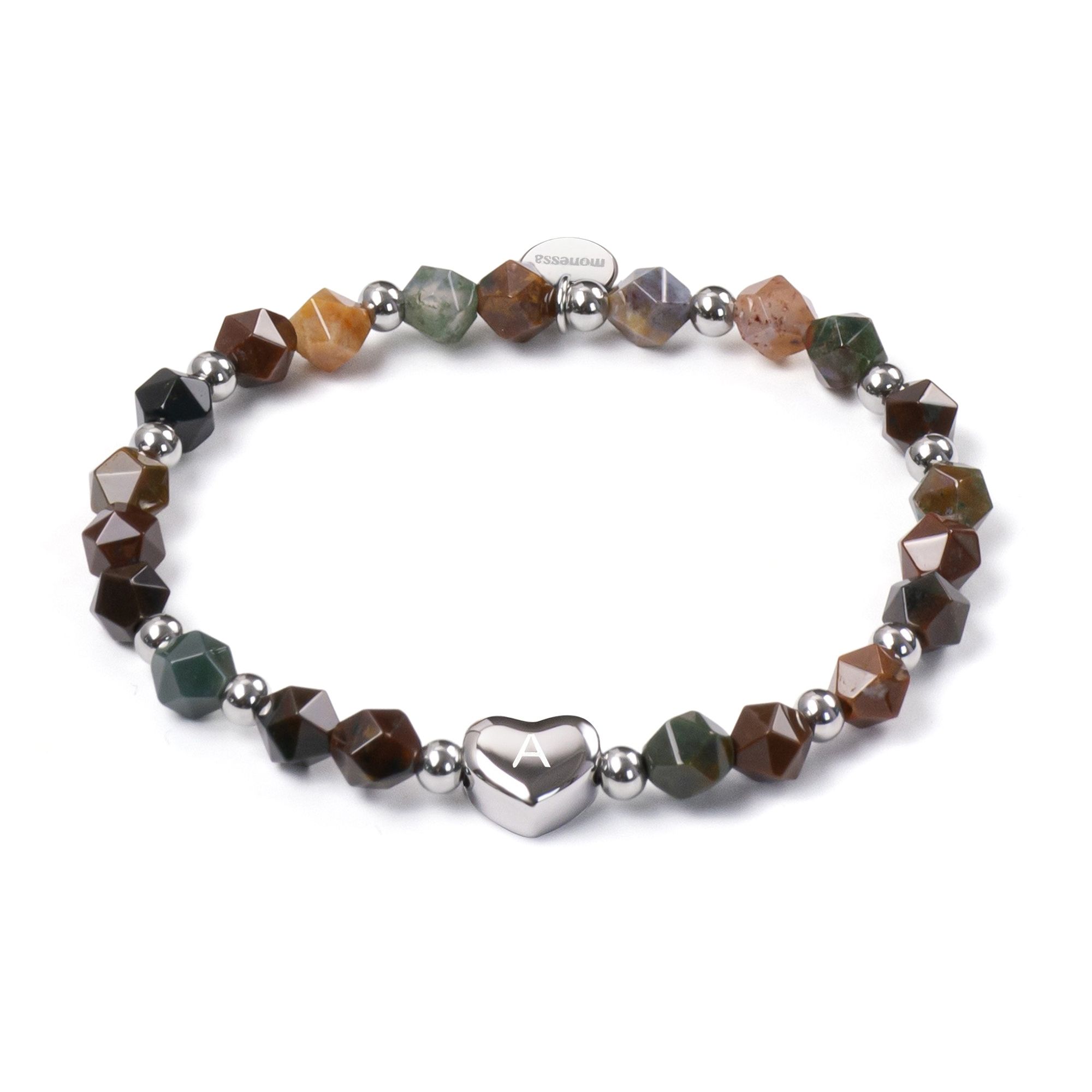 MONESSA Buchstaben-Armband Edelsteine flexibel Edelstahl