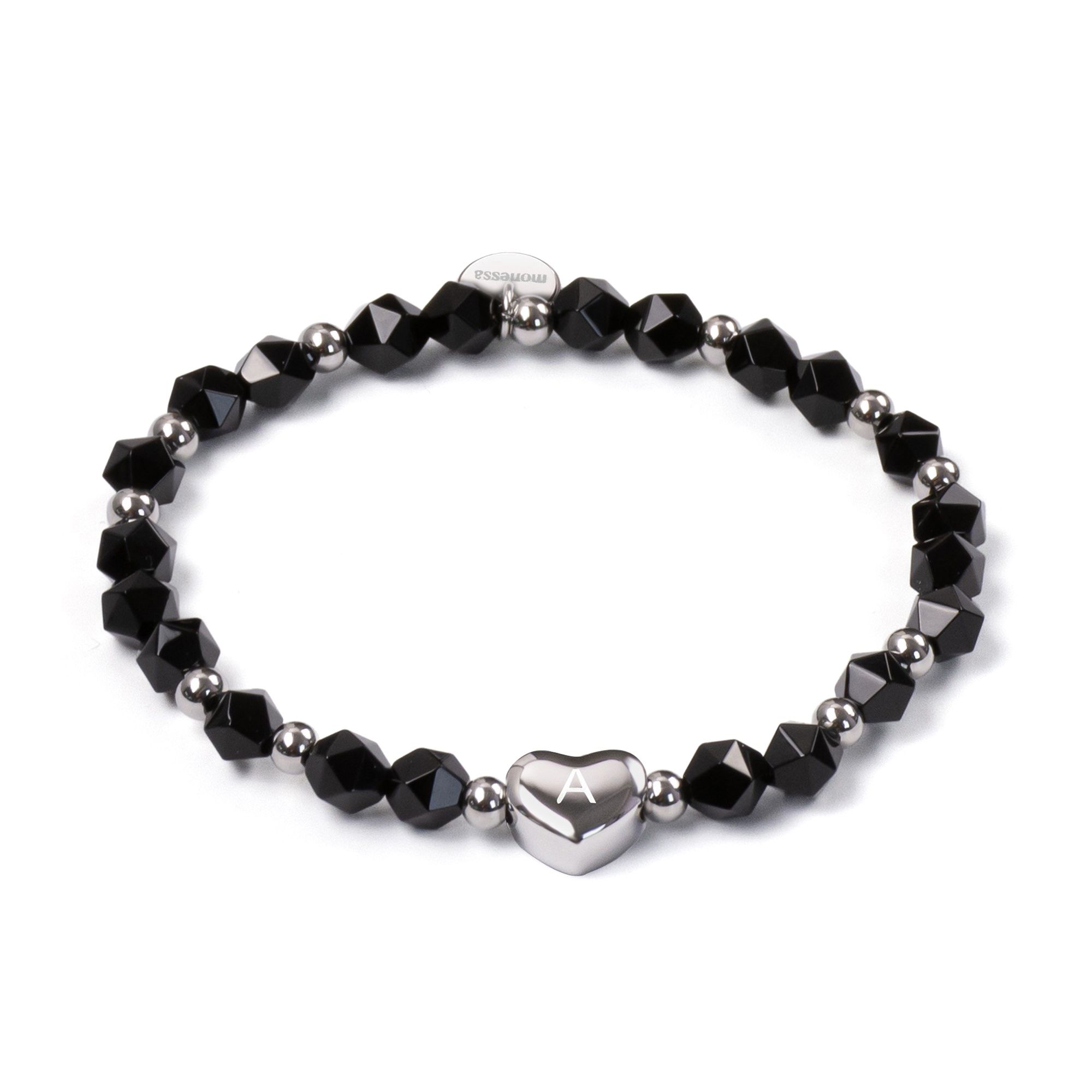 MONESSA Buchstaben-Armband Edelsteine flexibel Edelstahl