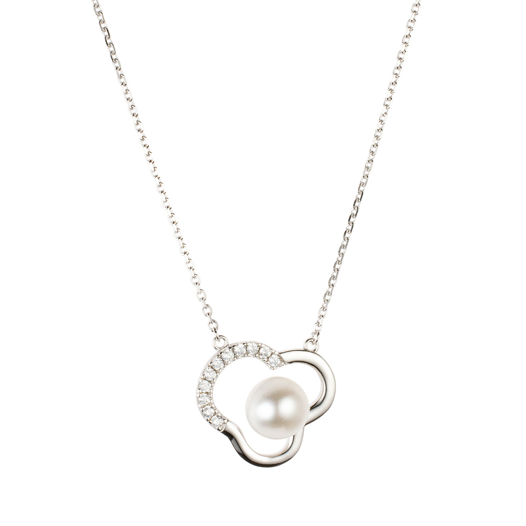 PERLEA Collier Süßwasserzucht- perle 7,5-8mm Silber rhodiniert