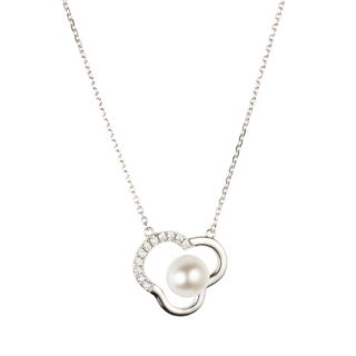 PERLEA Collier Süßwasserzucht- perle 7,5-8mm Silber rhodiniert