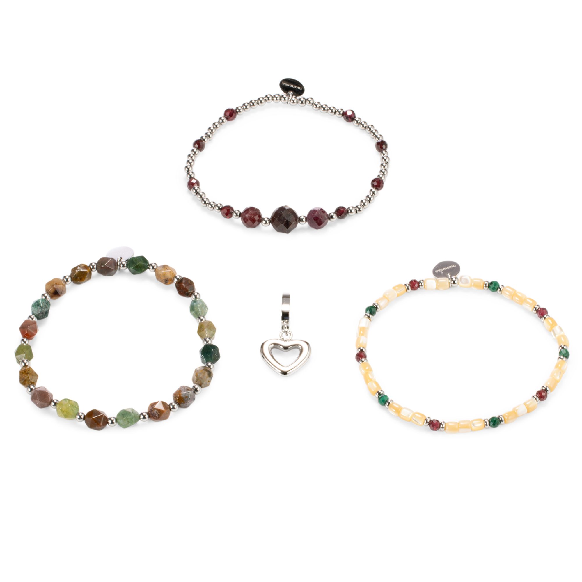 MONESSA Adventskalender 4 Schmuckstücke 3 Edelsteinarmbänder 1 Edelstahlanhänger