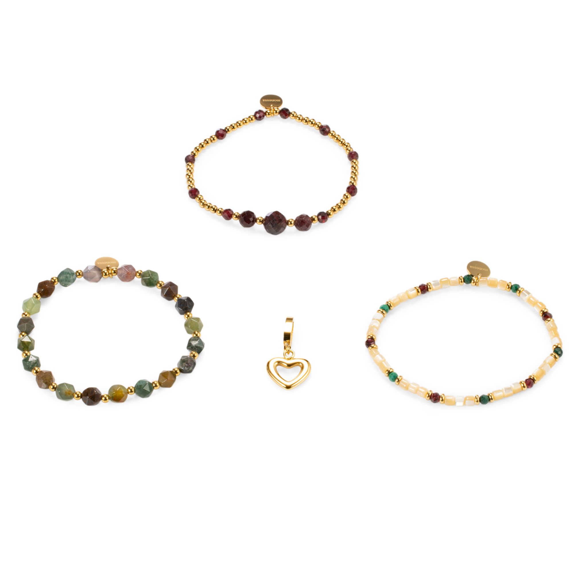 MONESSA Adventskalender 4 Schmuckstücke 3 Edelsteinarmbänder 1 Edelstahlanhänger