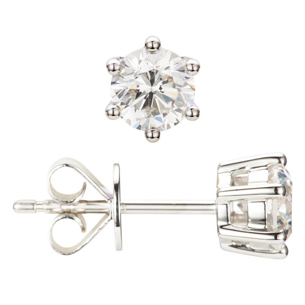 PLATINITY Solitär-Ohrstecker 2 Brillanten 1,00ct hfW/SI Platin 950